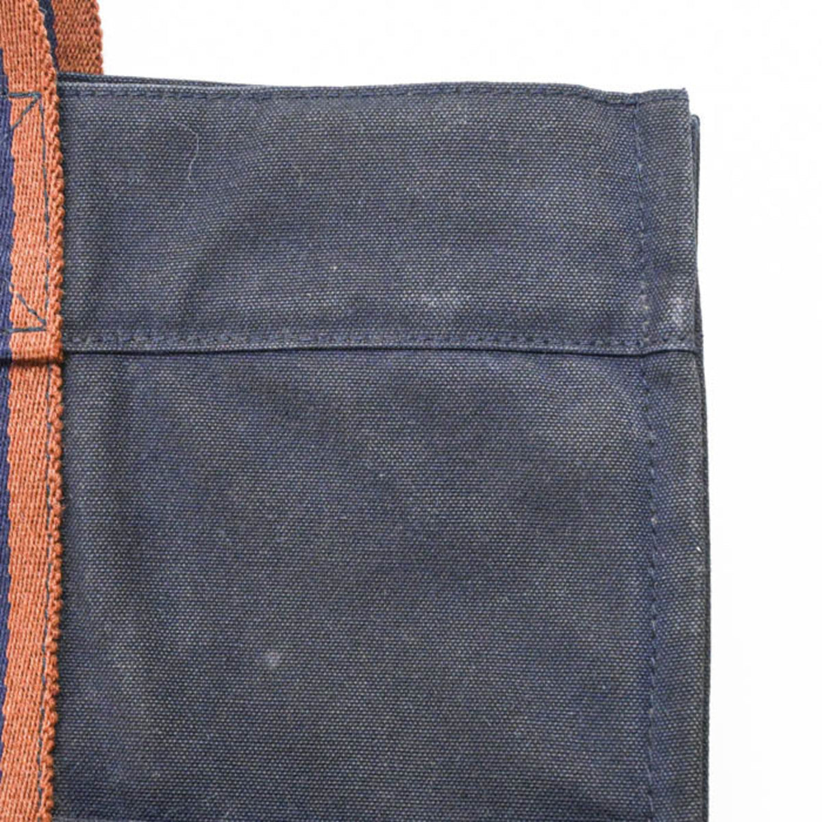 Hermes Brown Navy Canvas Handbag Tote Bag (Pre-Owned)
