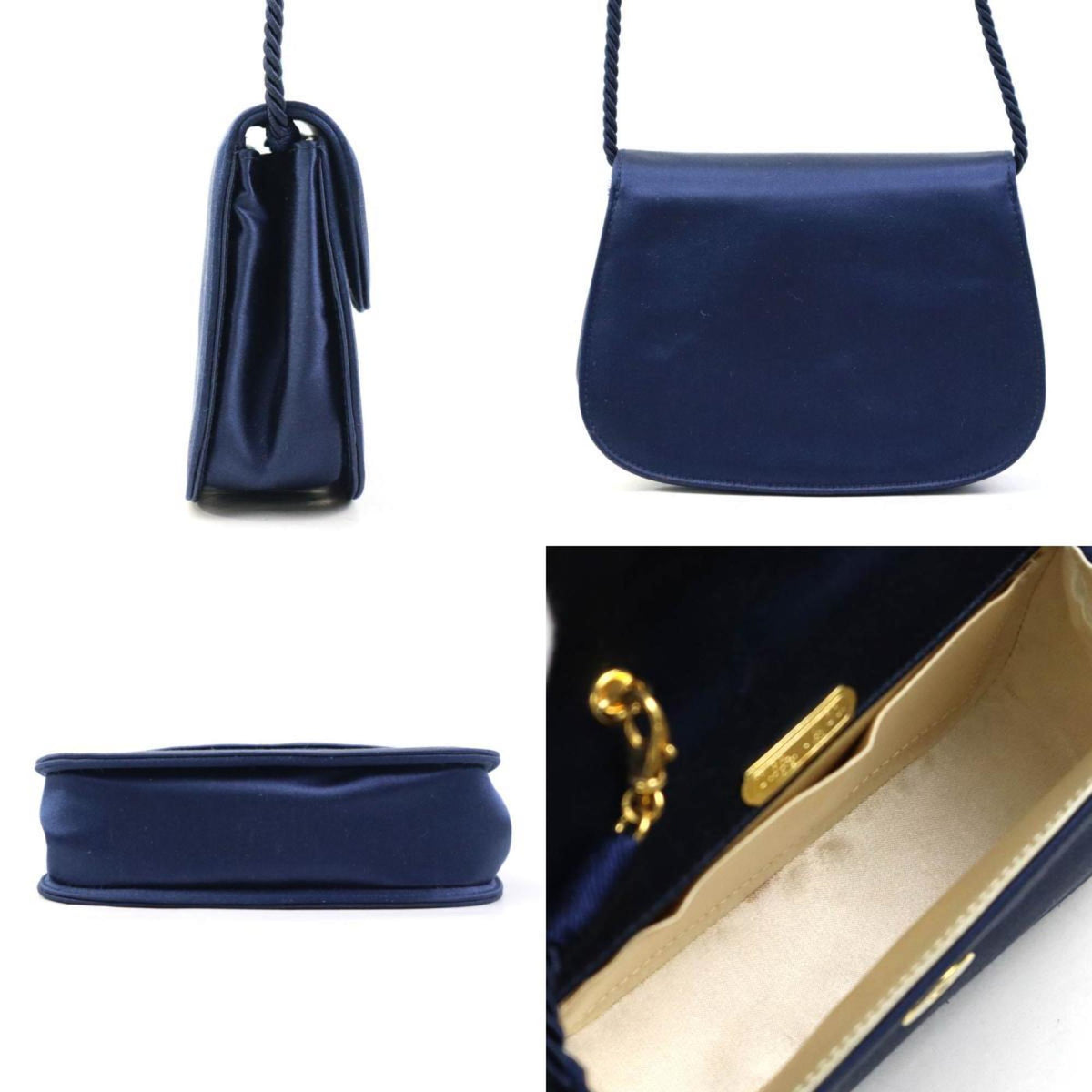 Tiffany Navy Satin Shoulder Bag (Pre-Owned)