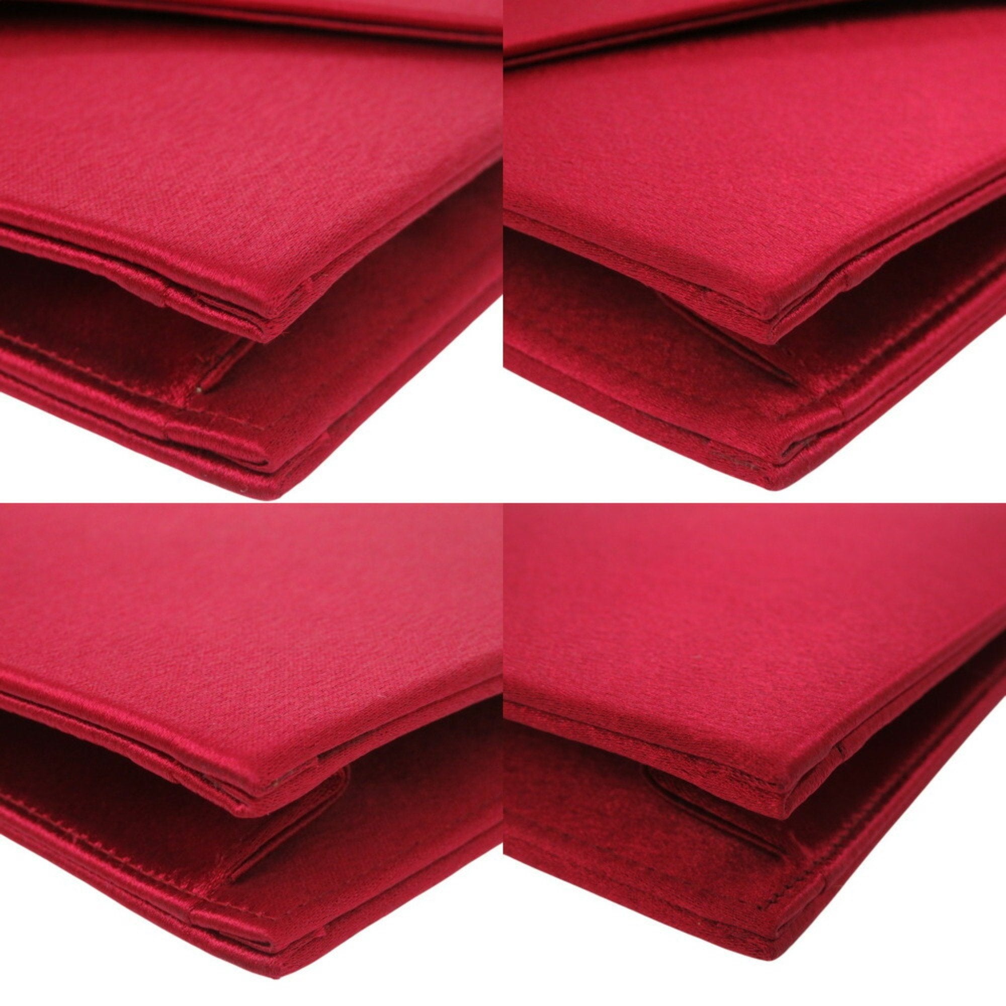 Yves Saint Laurent Red Color Satin Clutch Bag (Pre-Owned)