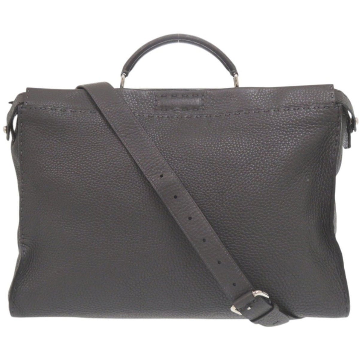 Fendi Gray Leather Handbag (Pre-Owned)