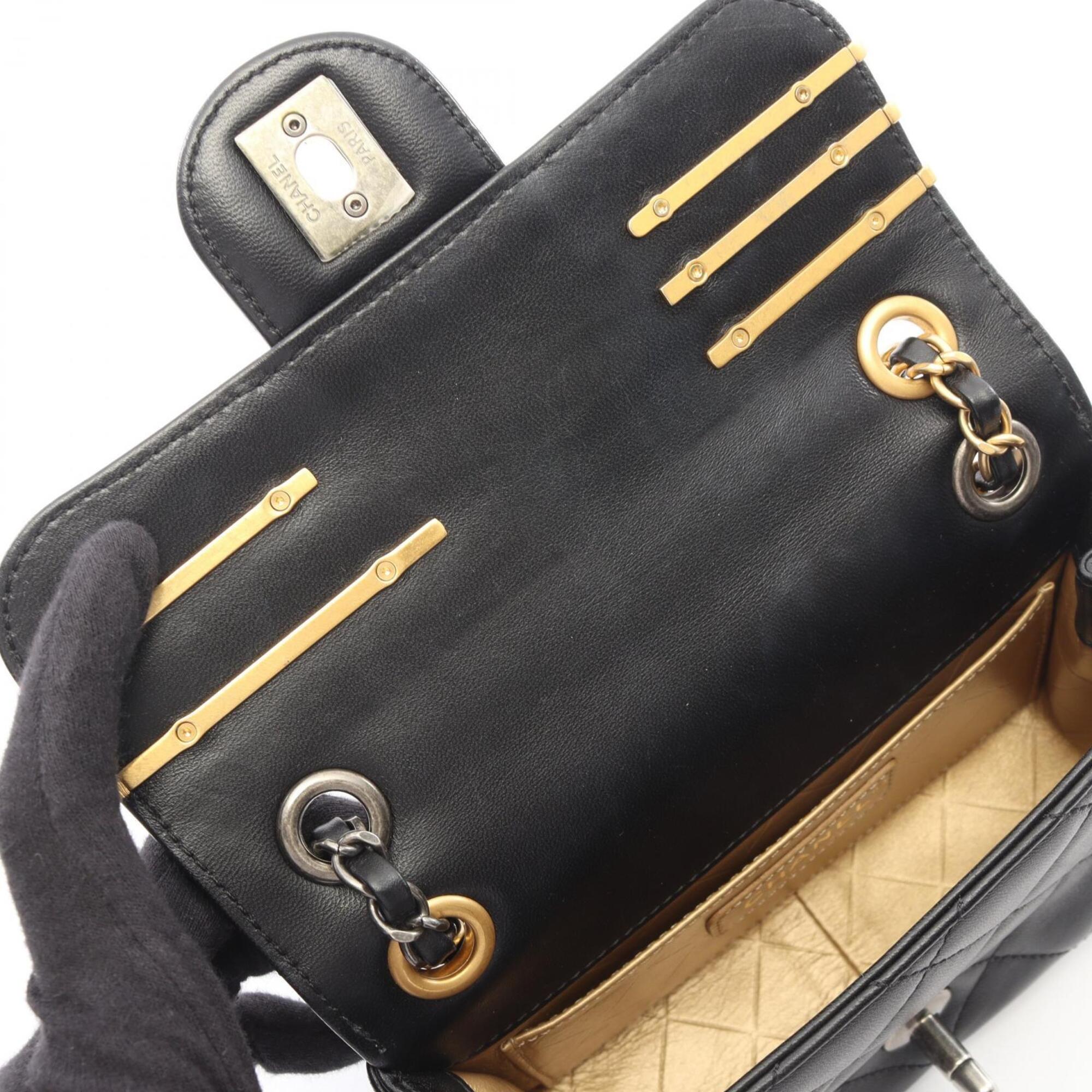 Chanel Black Leather Handbag Shoulder Bag (Pre-Owned)