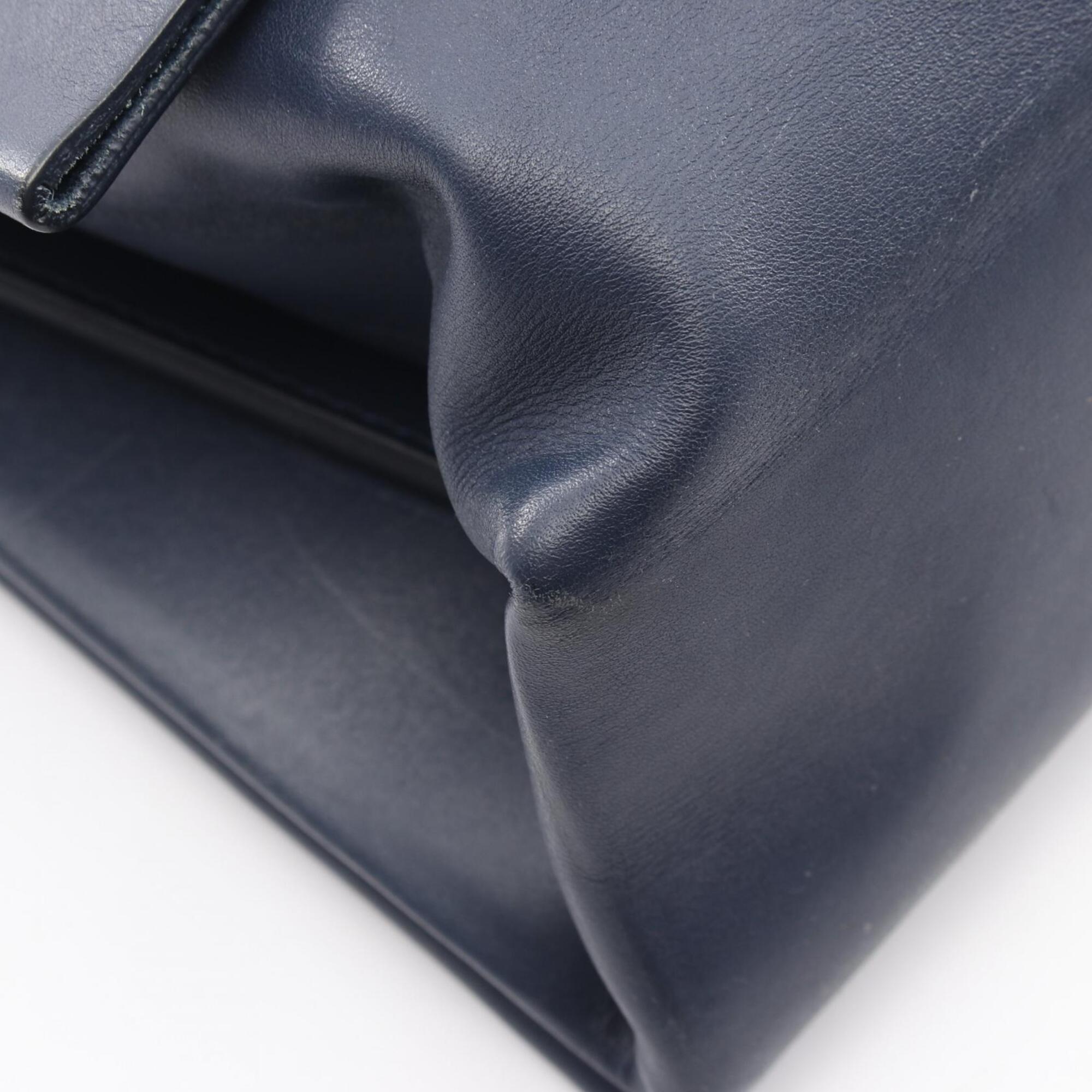 Celine Navy Leather Handbag Shoulder Bag (Pre-Owned)