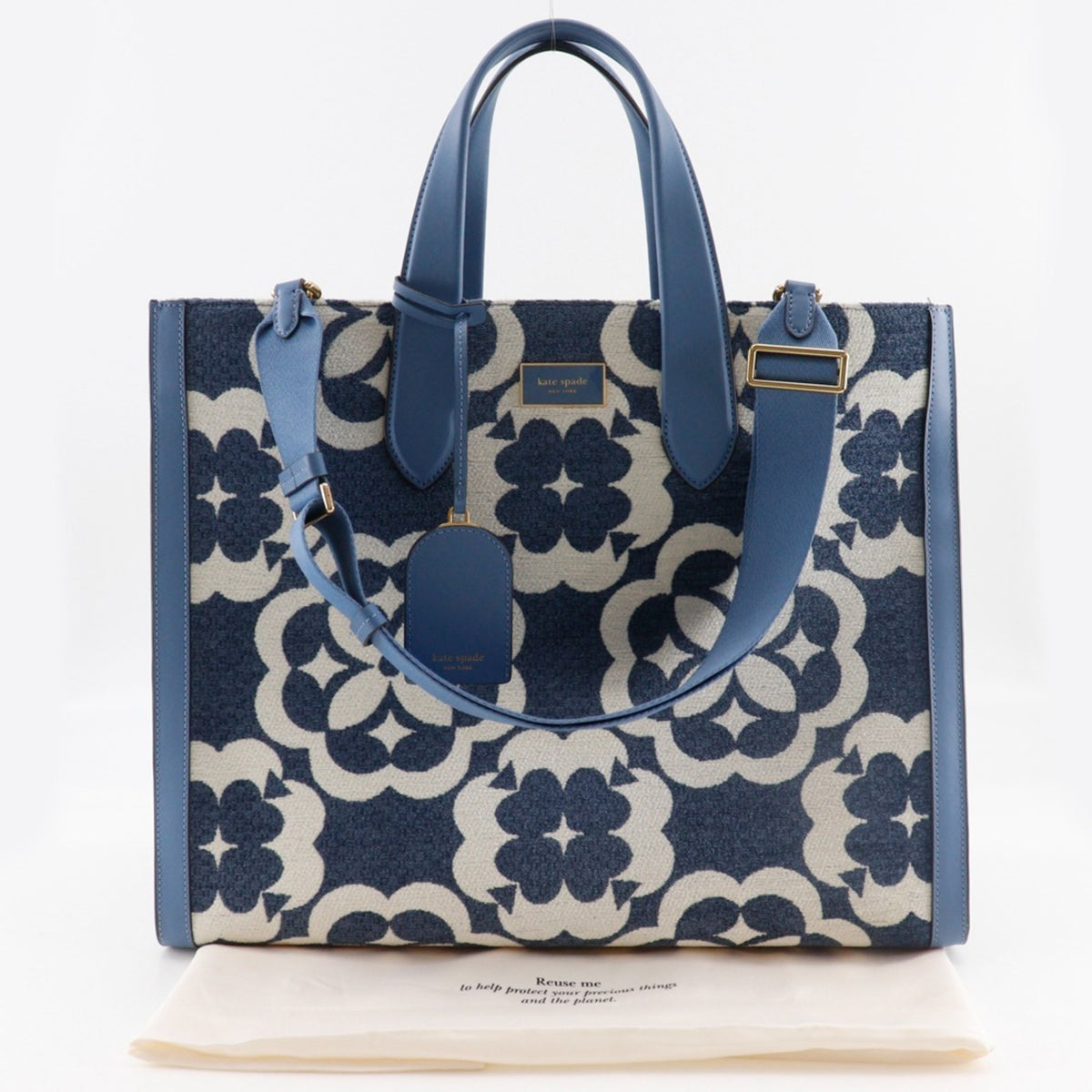 Kate Spade Light Blue Cotton Leather Tote Bag (Pre-Owned)