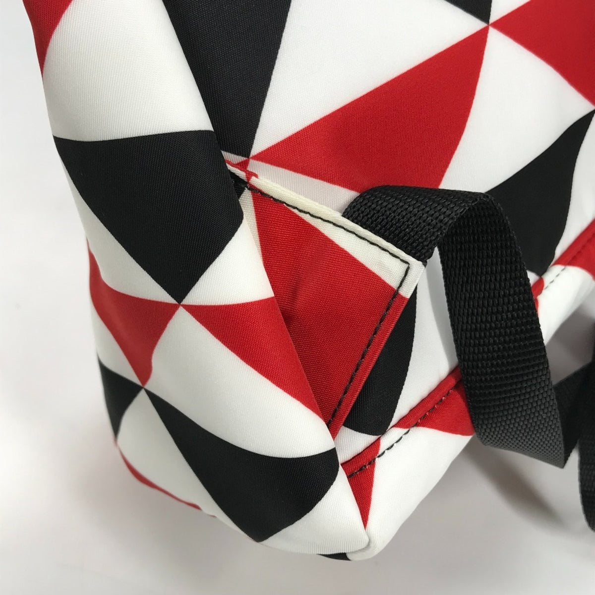 Prada Black Red Color White Nylon Backpack (Pre-Owned)