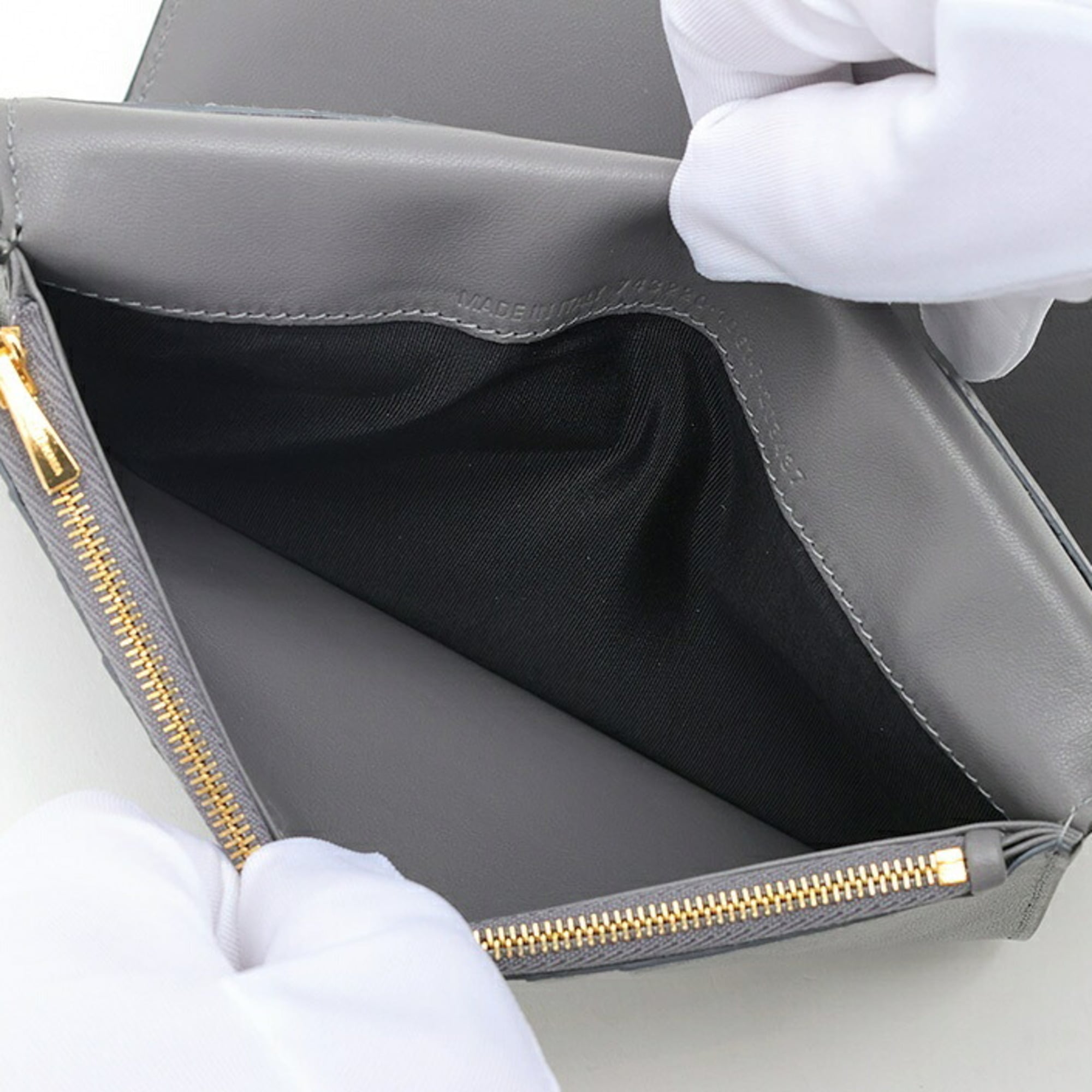 Balenciaga Black Gray Leather Long Wallet (Bi-Fold) (Pre-Owned)