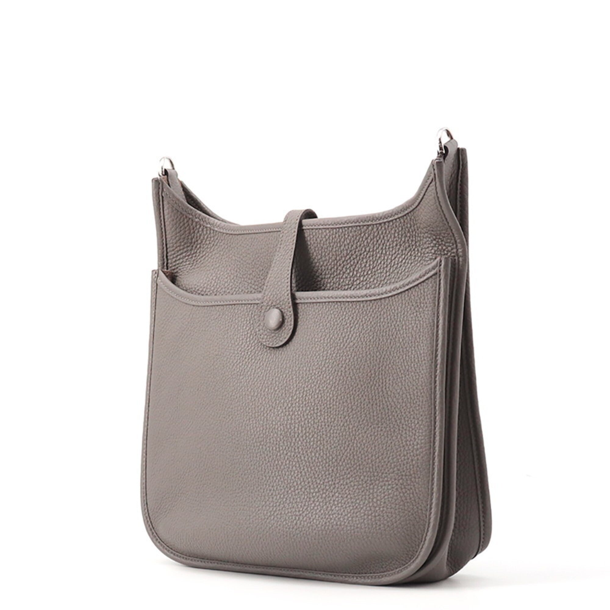 Hermes Evelyne Silver Taurillon Clemence Leather Handbag Shoulder Bag (Pre-Owned)