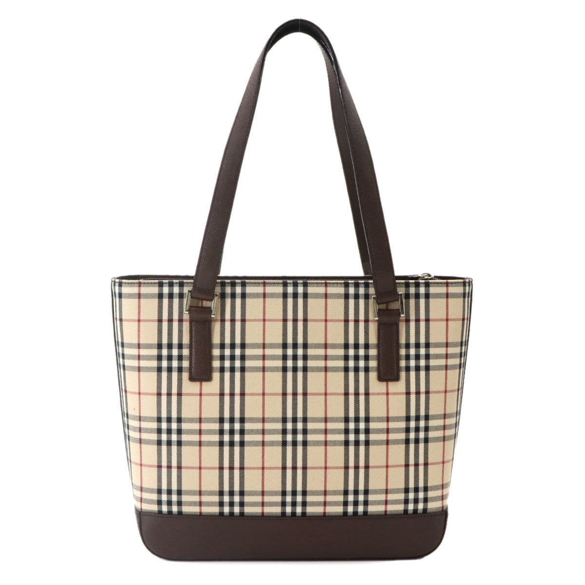 Burberry Beige Brown Canvas Leather Tote Bag (Pre-Owned)