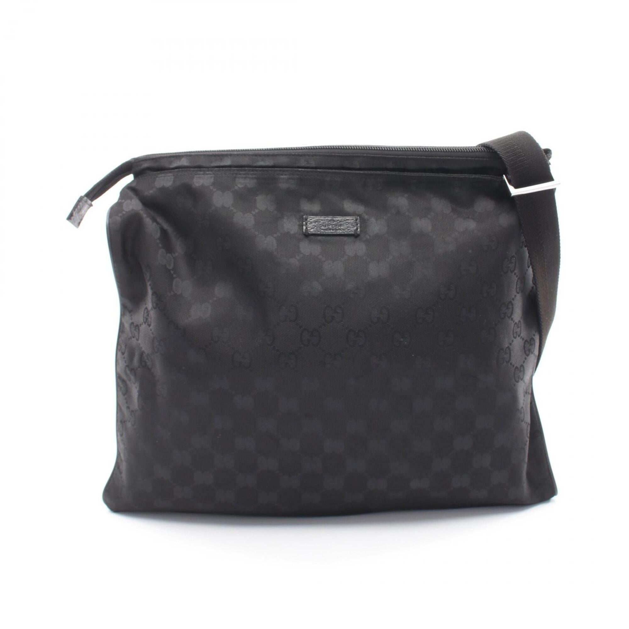 Gucci Black Canvas Leather Handbag Shoulder Bag (Pre-Owned)