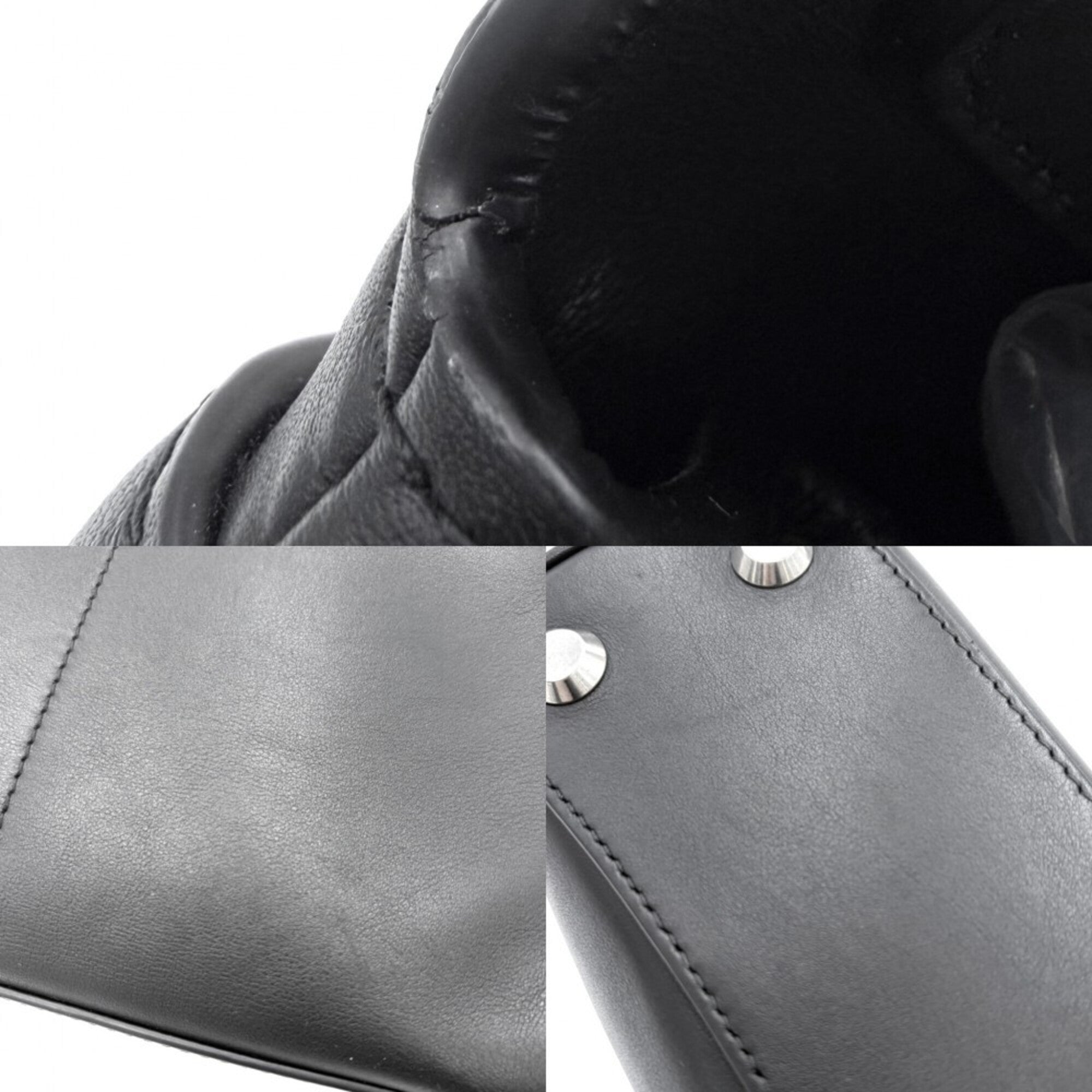 Balenciaga Black Leather Handbag Shoulder Bag (Pre-Owned)