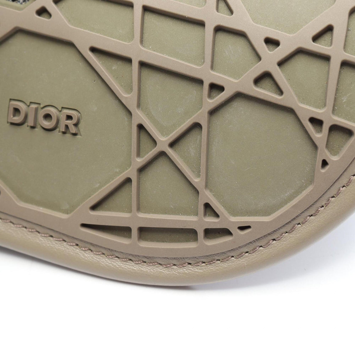 Christian Dior Beige Blue Nylon Leather Rubber Fanny Pack Handbag Saddle Bag (Pre-Owned)