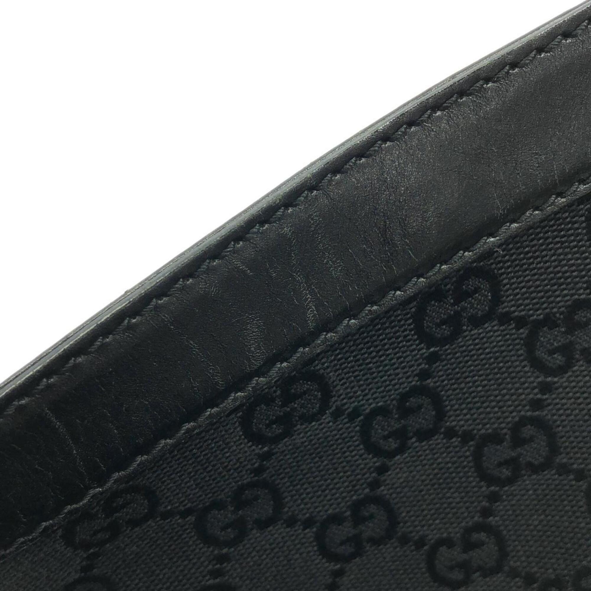 Gucci Gg Canvas Black Gg Canvas Leather Shoulder Bag (Pre-Owned)