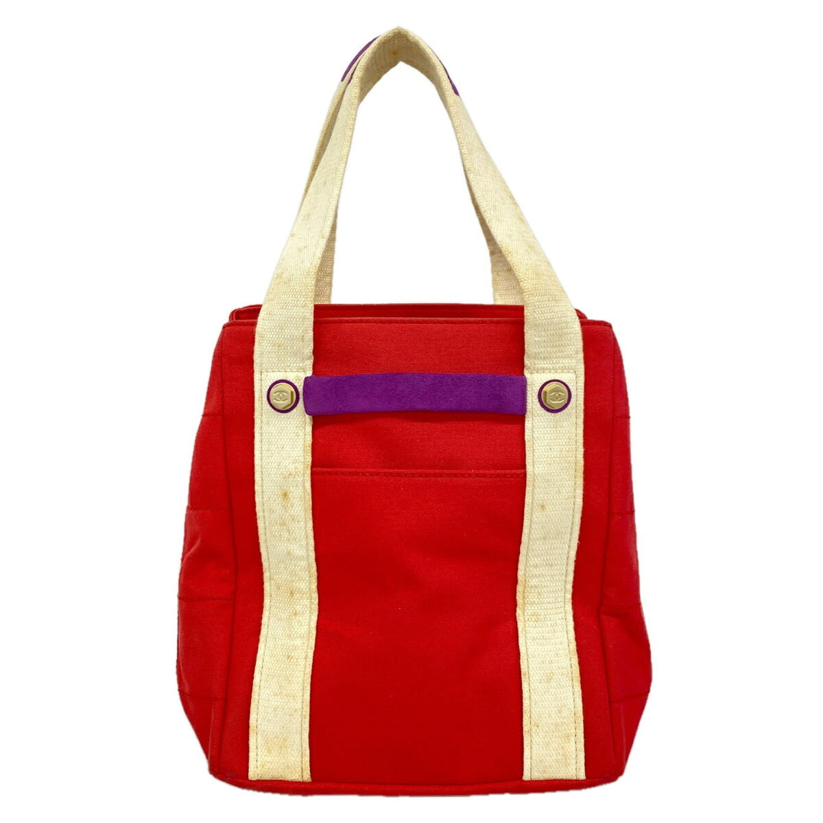 Chanel Red Color Canvas Tote Bag (Pre-Owned)