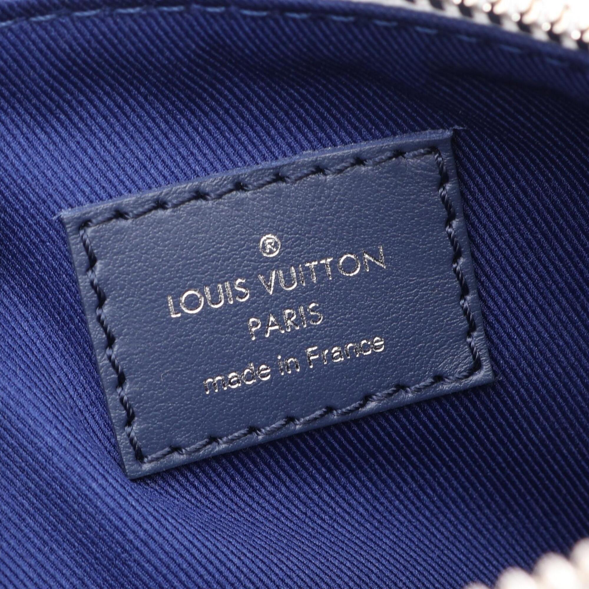 Louis Vuitton Multi-Color Navy White Pvc Coated Canvas Leather Handbag (Pre-Owned)
