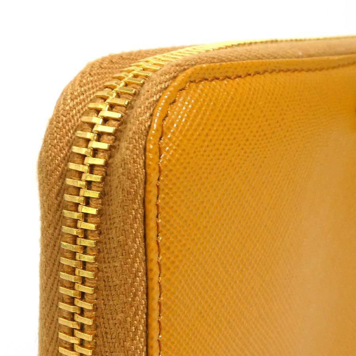 Prada Brown Yellow Leather Long Wallet (Bi-Fold) (Pre-Owned)
