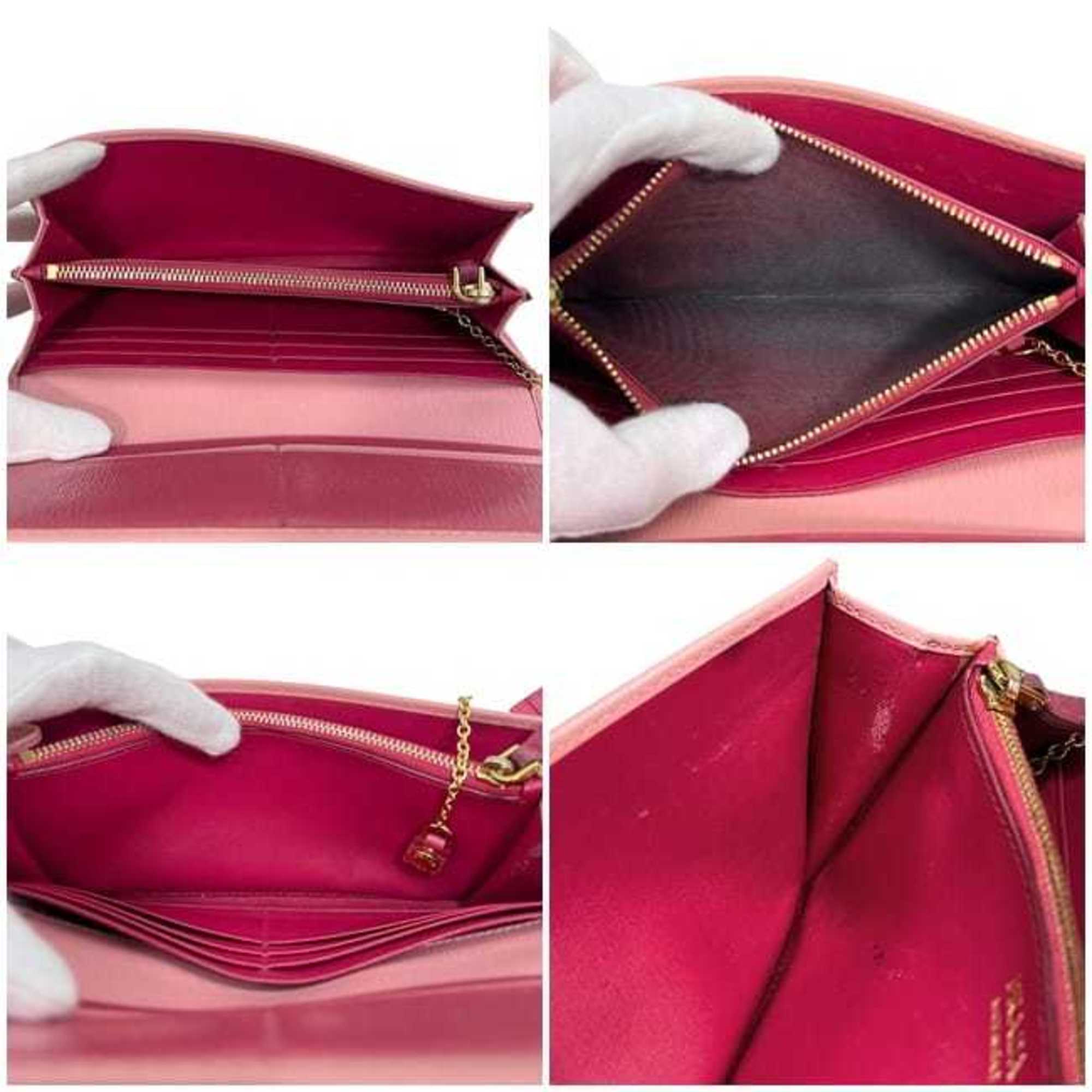 Prada Pink Leather Long Wallet (Bi-Fold) (Pre-Owned)