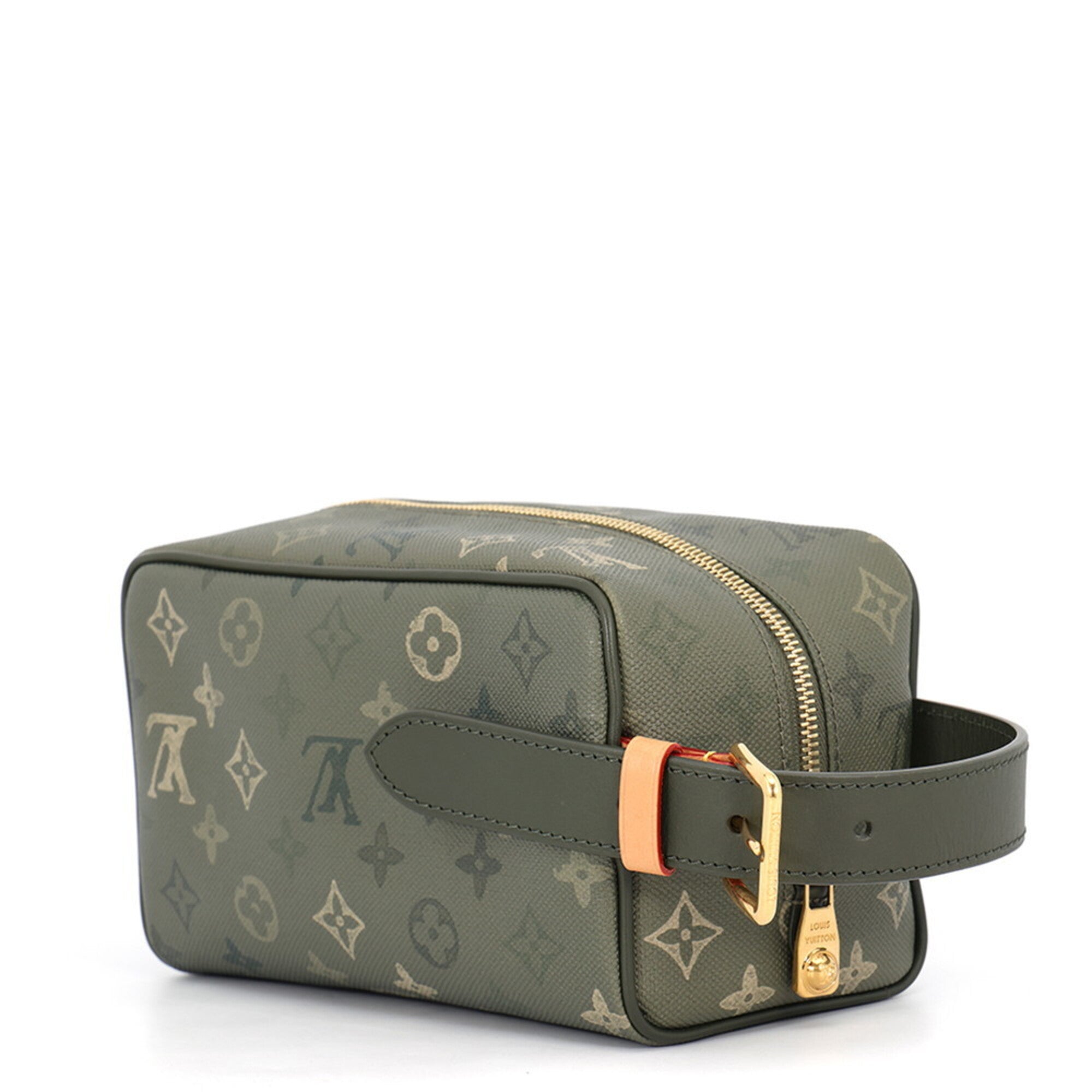 Louis Vuitton Green Khaki Monogram Monogram Clutch Bag Handbag Pouch (Pre-Owned)