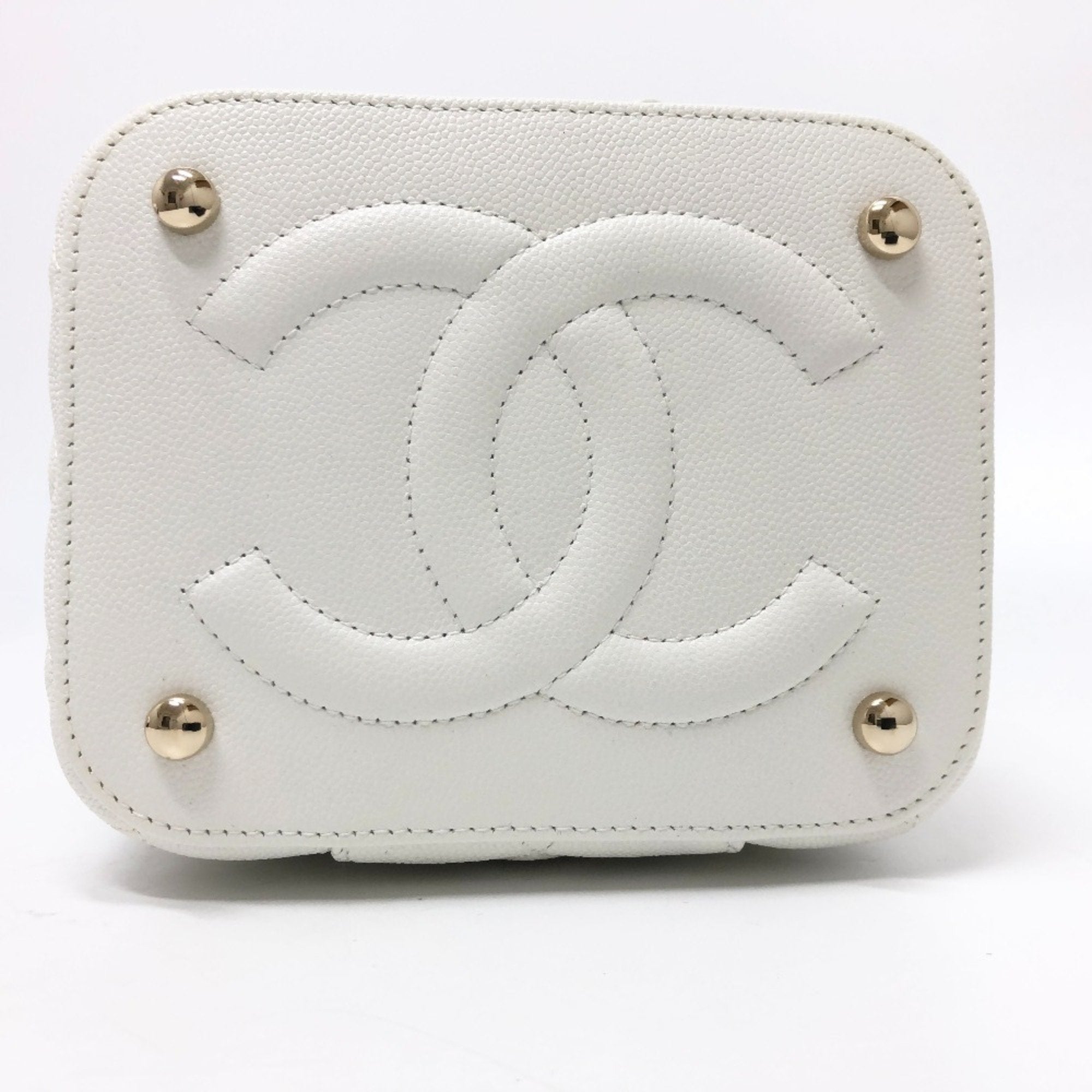 Chanel Caviar Skin White Caviar Leather Handbag Shoulder Bag Vanity Bag (Pre-Owned)