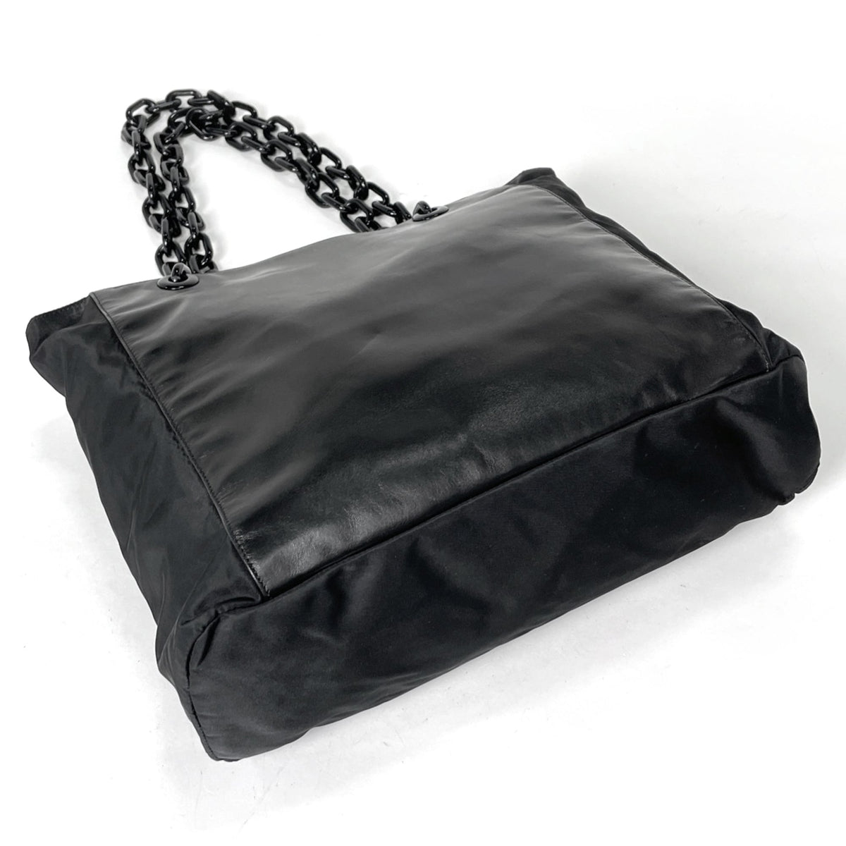 Prada Black Nylon Leather Tote Bag (Pre-Owned)