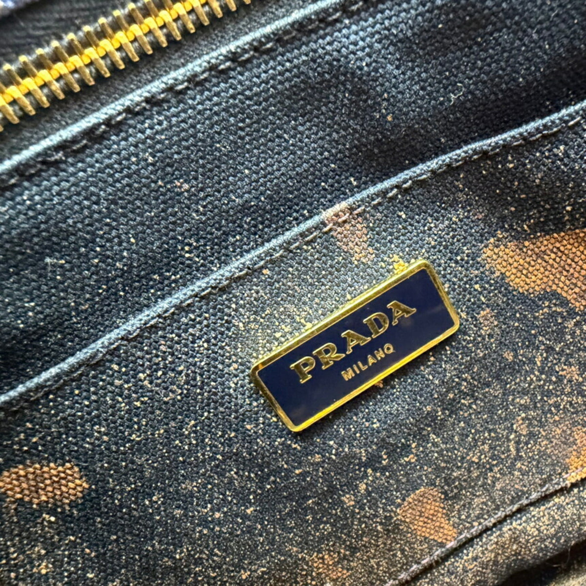 Prada Blue Orange Canvas Handbag Tote Bag (Pre-Owned)