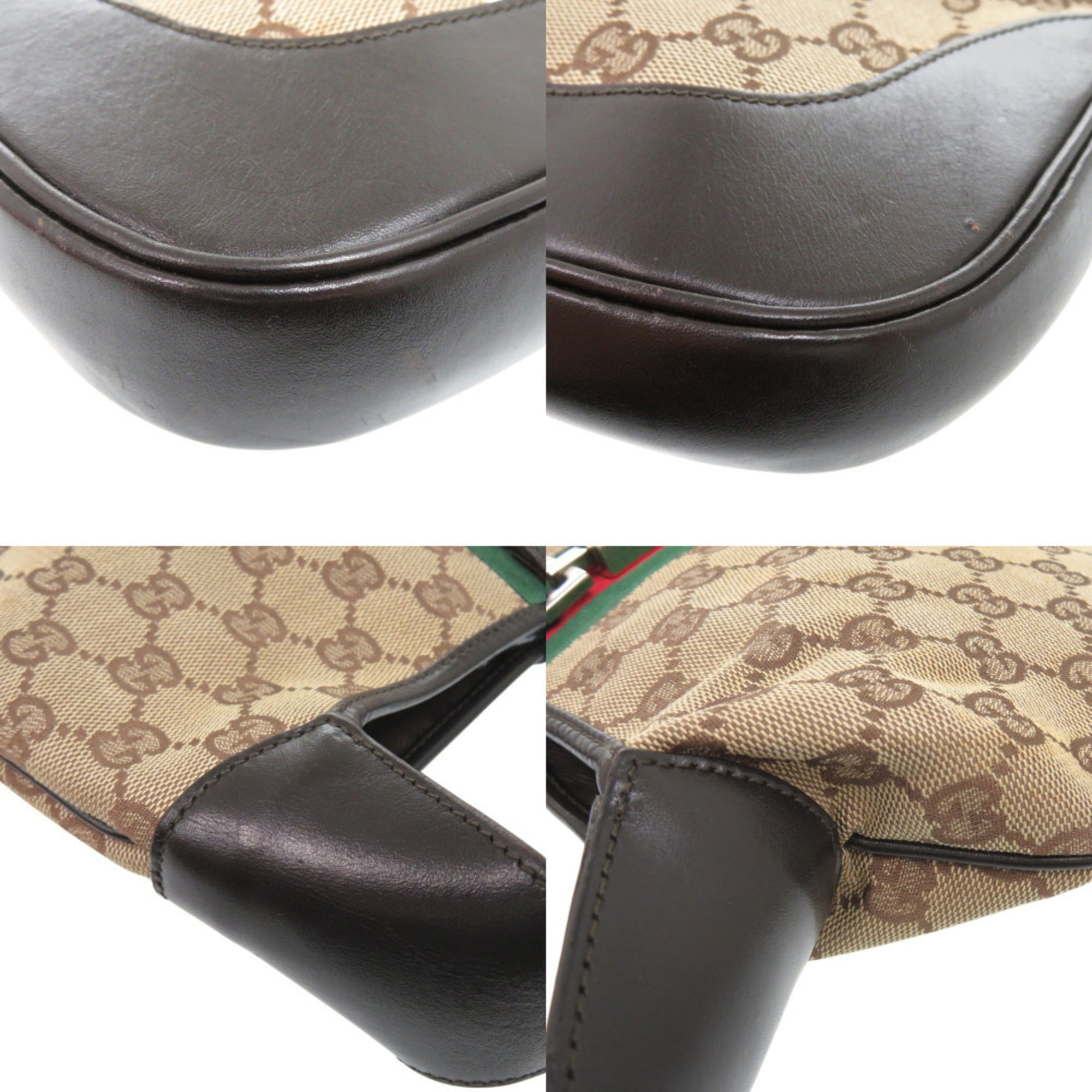 Gucci Beige Gg Canvas Leather Handbag Shoulder Bag (Pre-Owned)