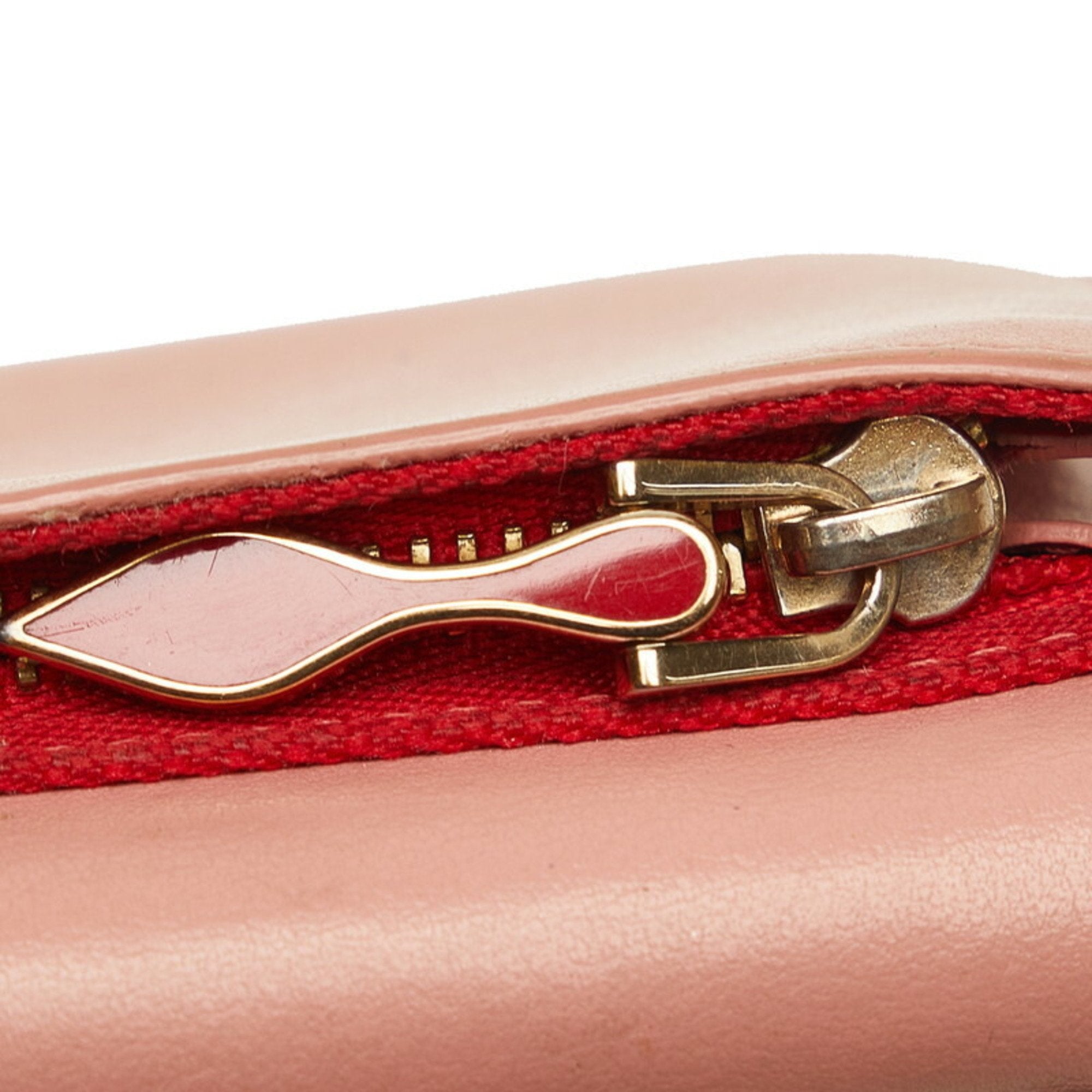 Christian Louboutin Gold Pink Leather Wallet (Tri-Fold) (Pre-Owned)