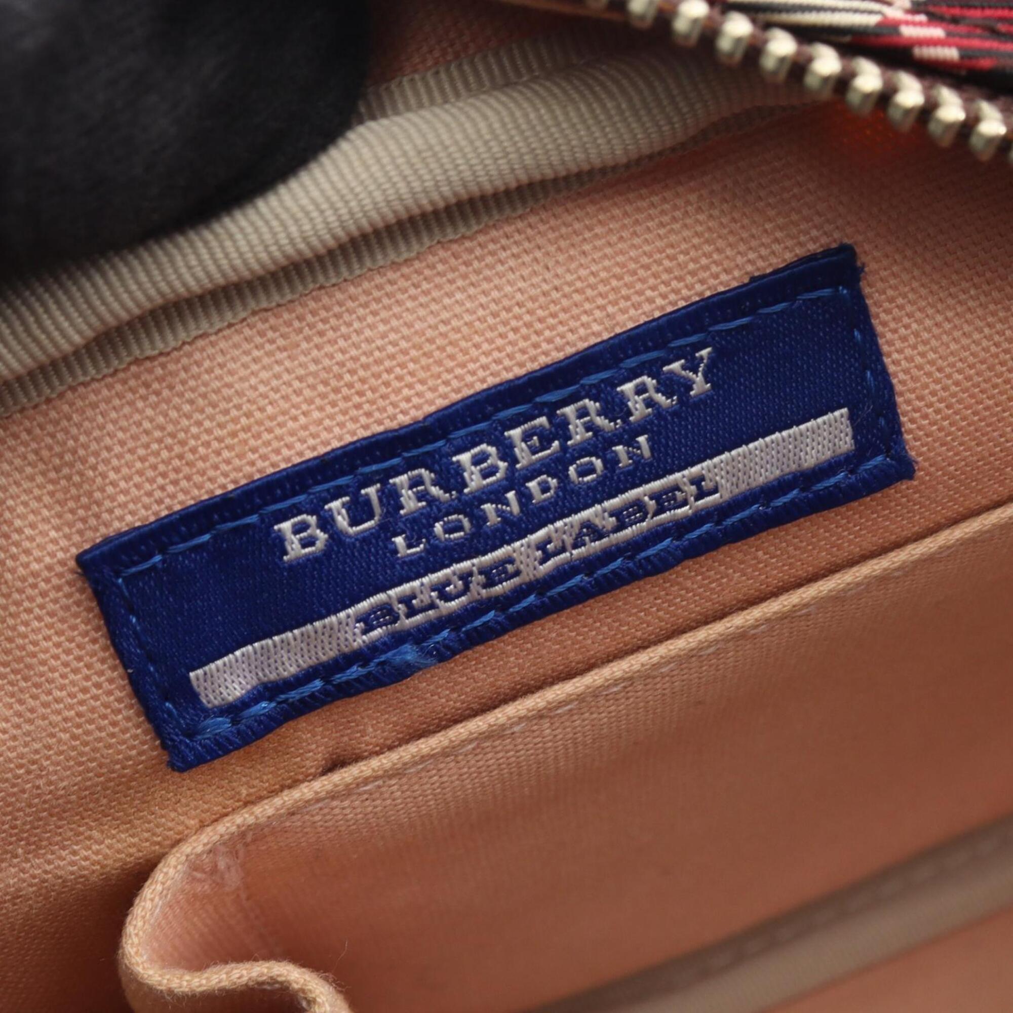 Burberry Blue Label Beige Blue Canvas Leather Handbag Shoulder Bag (Pre-Owned)