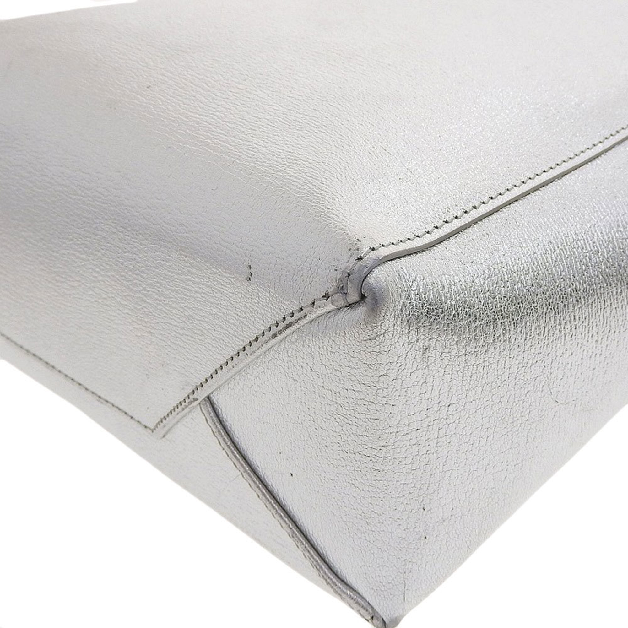 Celine Silver Leather Handbag Shoulder Bag (Pre-Owned)