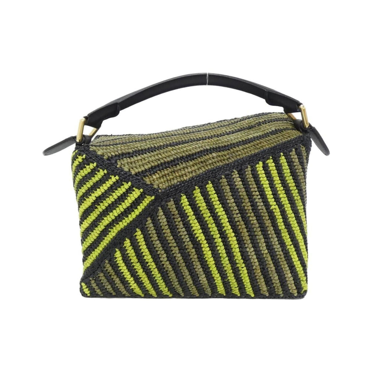 Loewe Green Olive Raffia Leather Handbag (Pre-Owned)