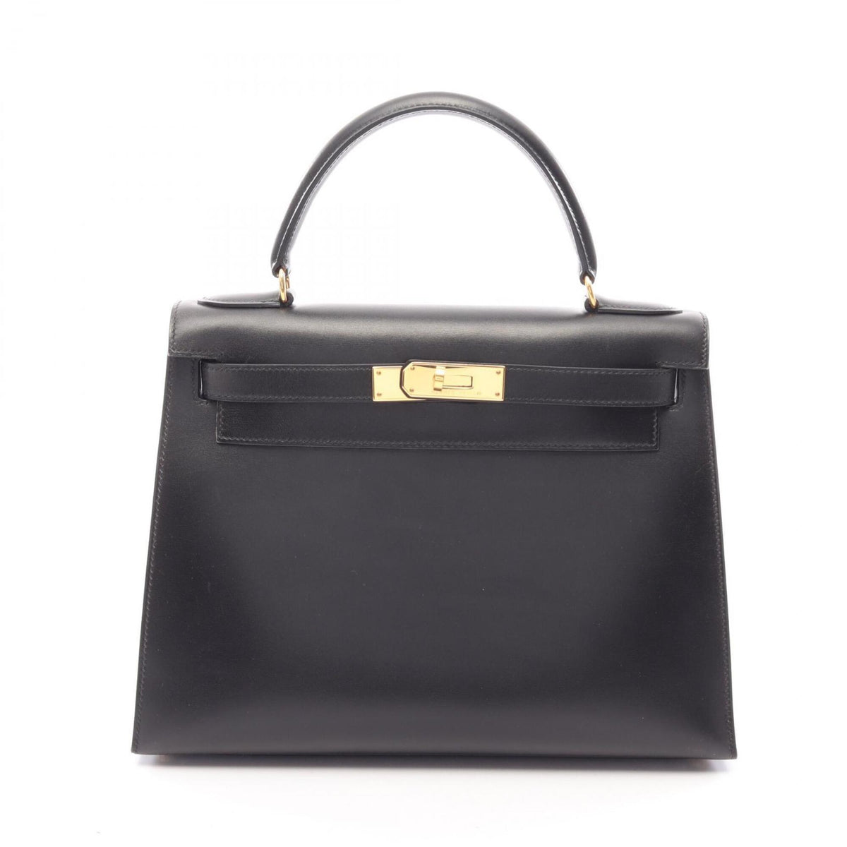 Hermes Black Box Calf Leather Leather Handbag (Pre-Owned)