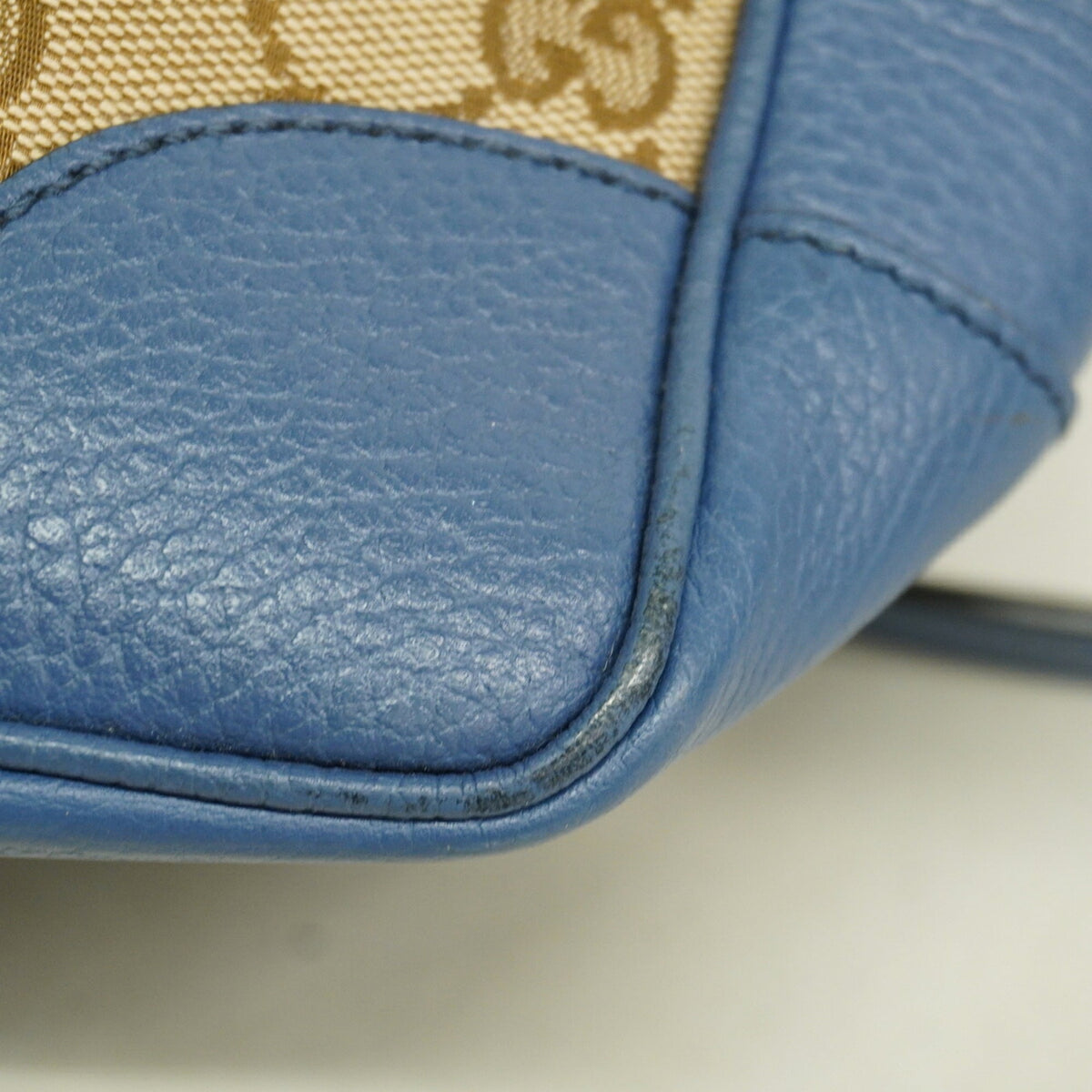 Gucci Beige Blue Canvas Handbag (Pre-Owned)