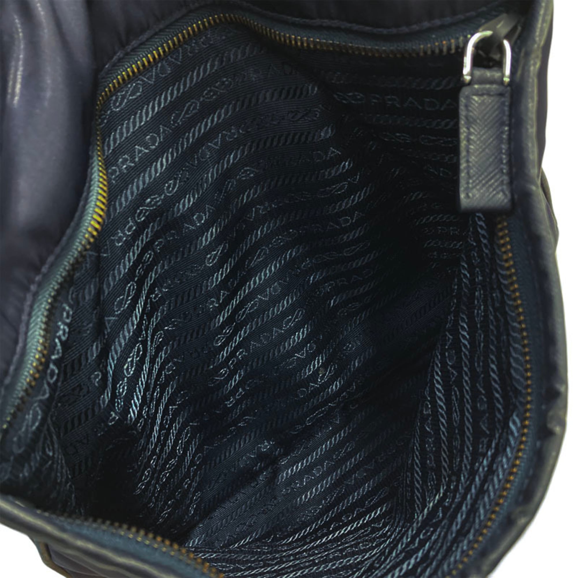 Prada Navy Nylon Leather Shoulder Bag (Pre-Owned)