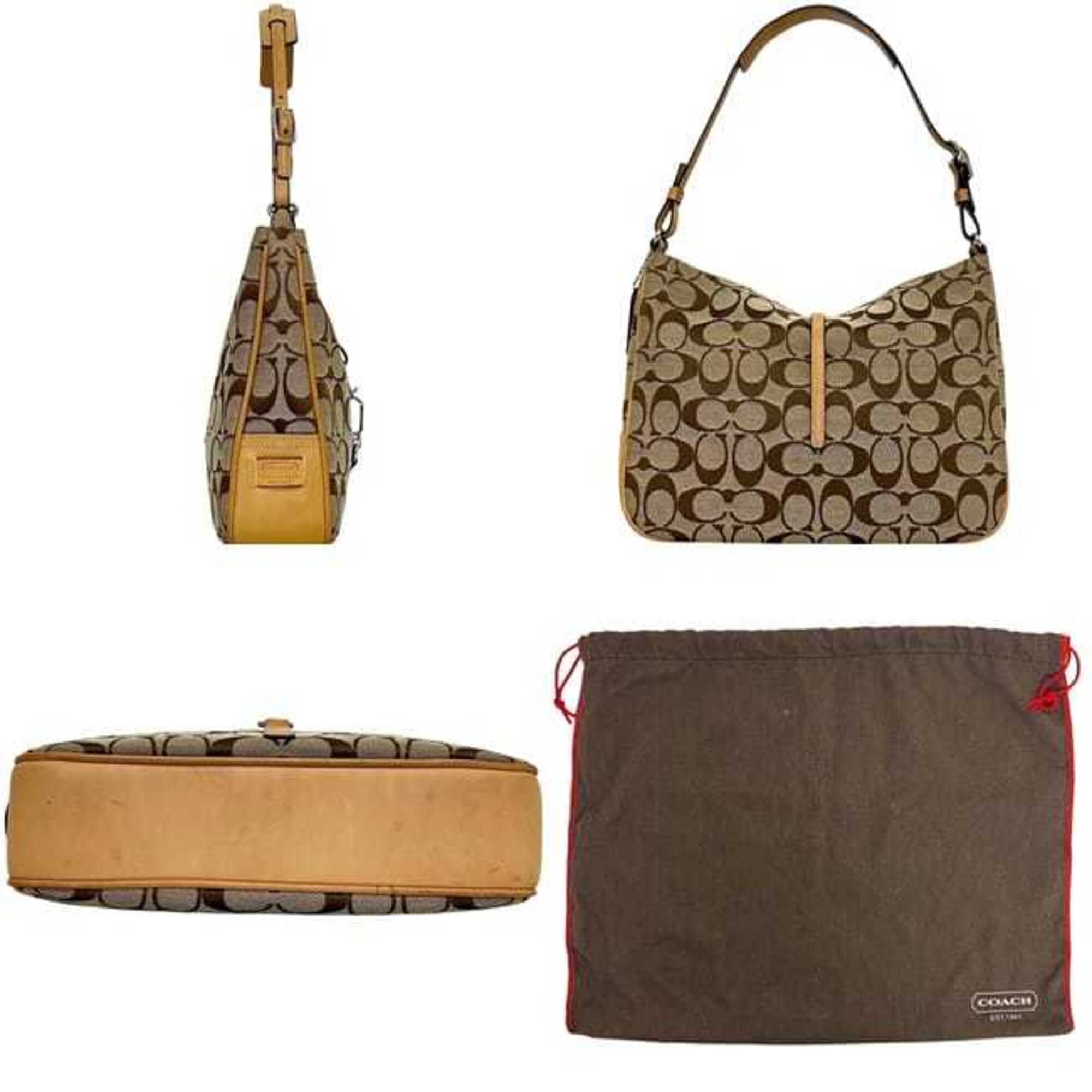 Coach Beige Canvas Leather Handbag (Pre-Owned)