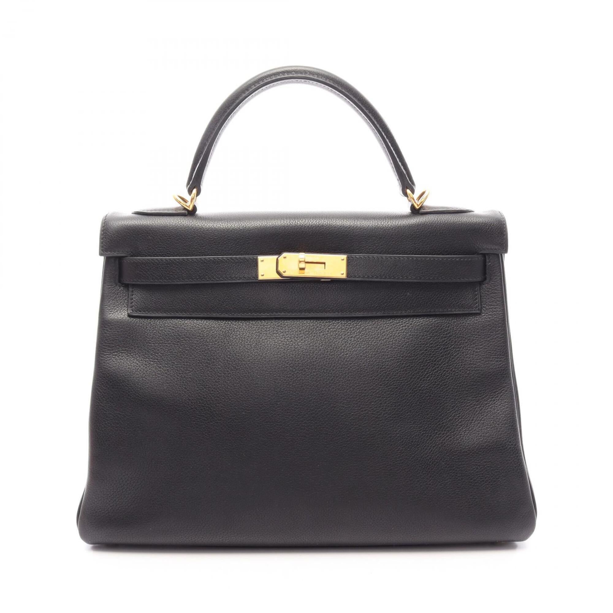 Hermes Black Evergrain Leather Handbag (Pre-Owned)