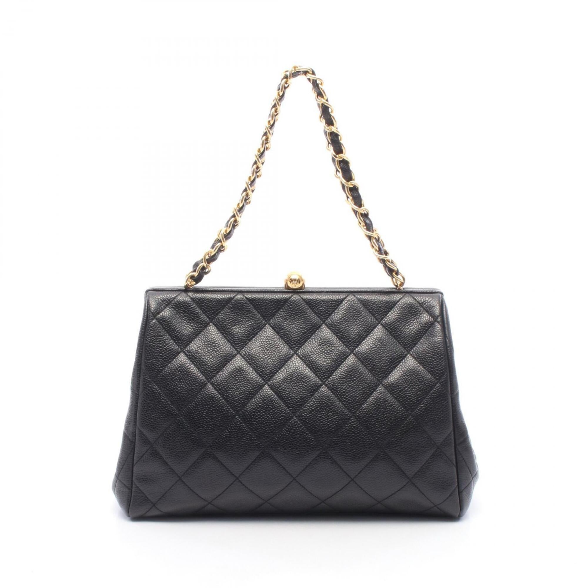 Chanel Black Grained Calfskin Handbag (Pre-Owned)