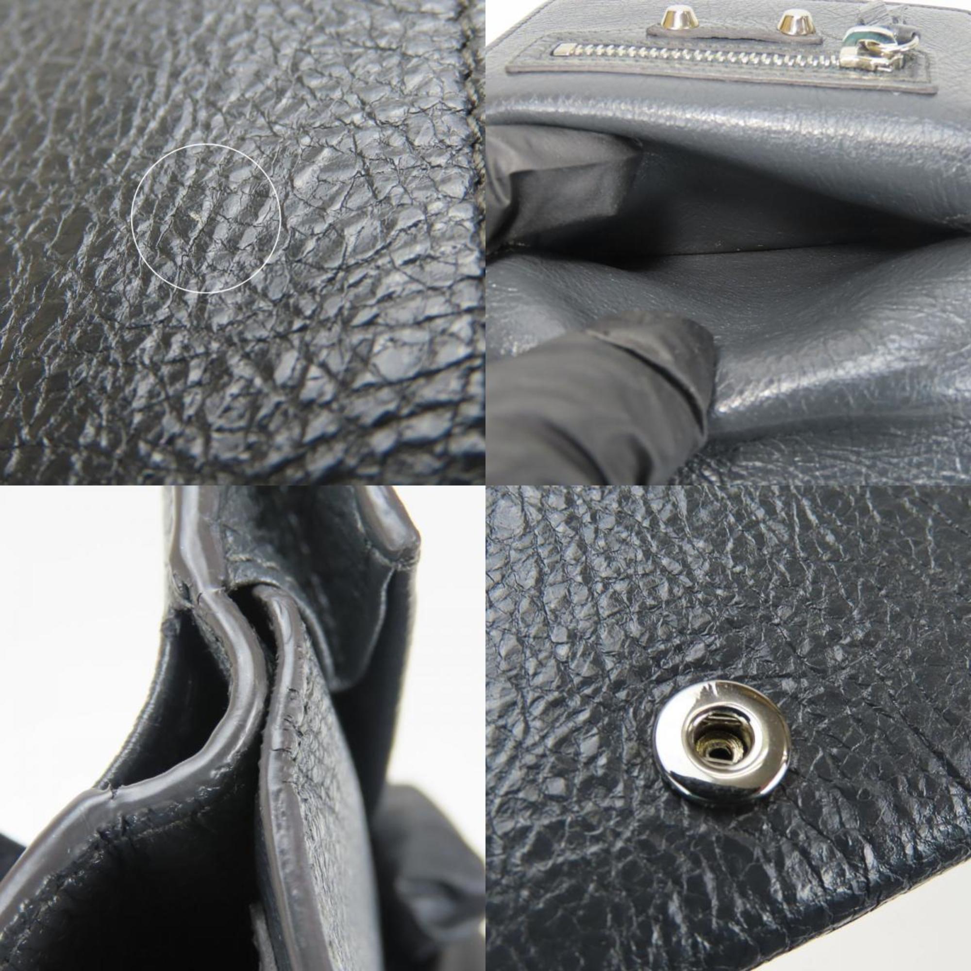 Balenciaga Gray Leather Wallet (Tri-Fold) (Pre-Owned)