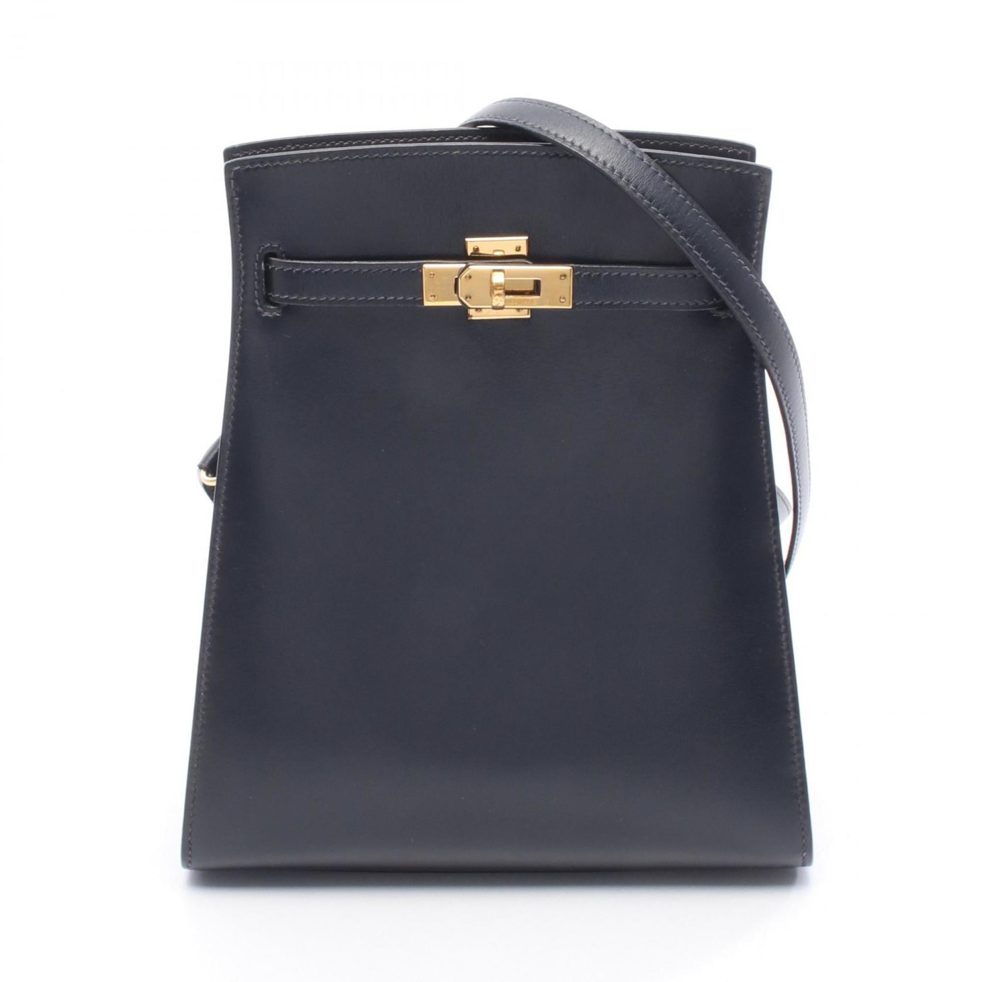 Hermes Navy Leather Shoulder Bag (Pre-Owned)