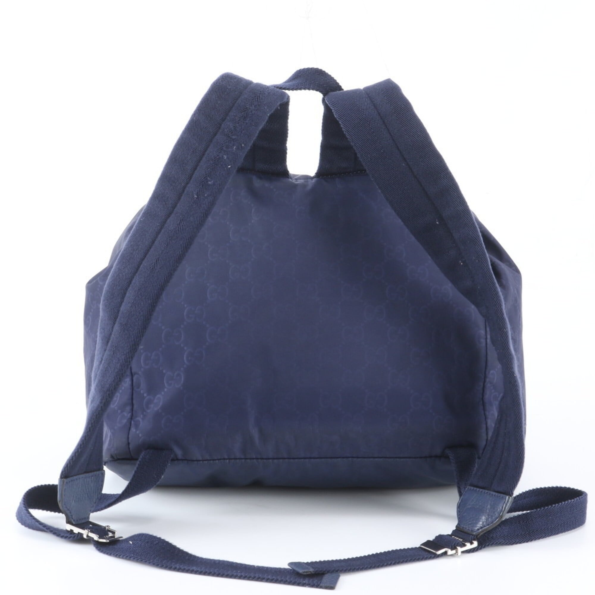 Gucci Navy Nylon Leather Backpack Handbag (Pre-Owned)