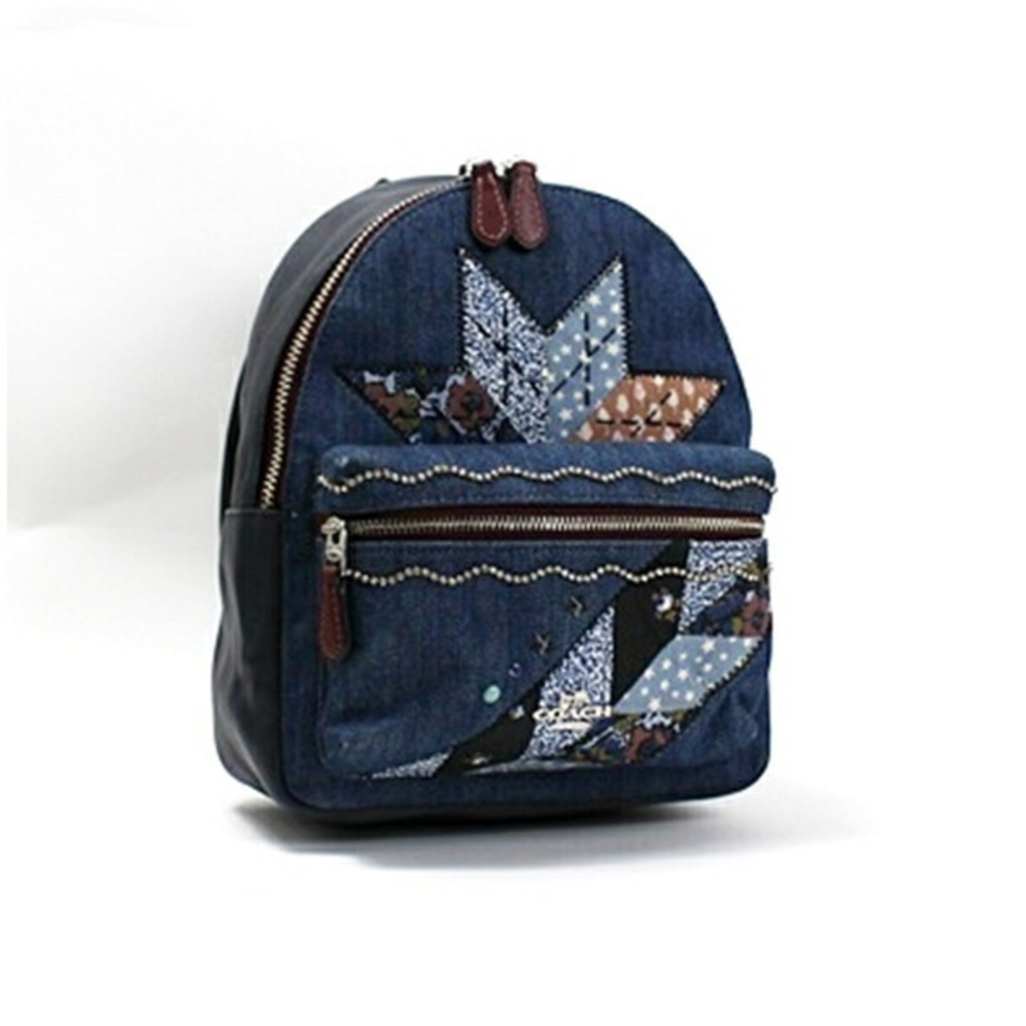 Coach Black Navy Denim Leather Backpack (Pre-Owned)