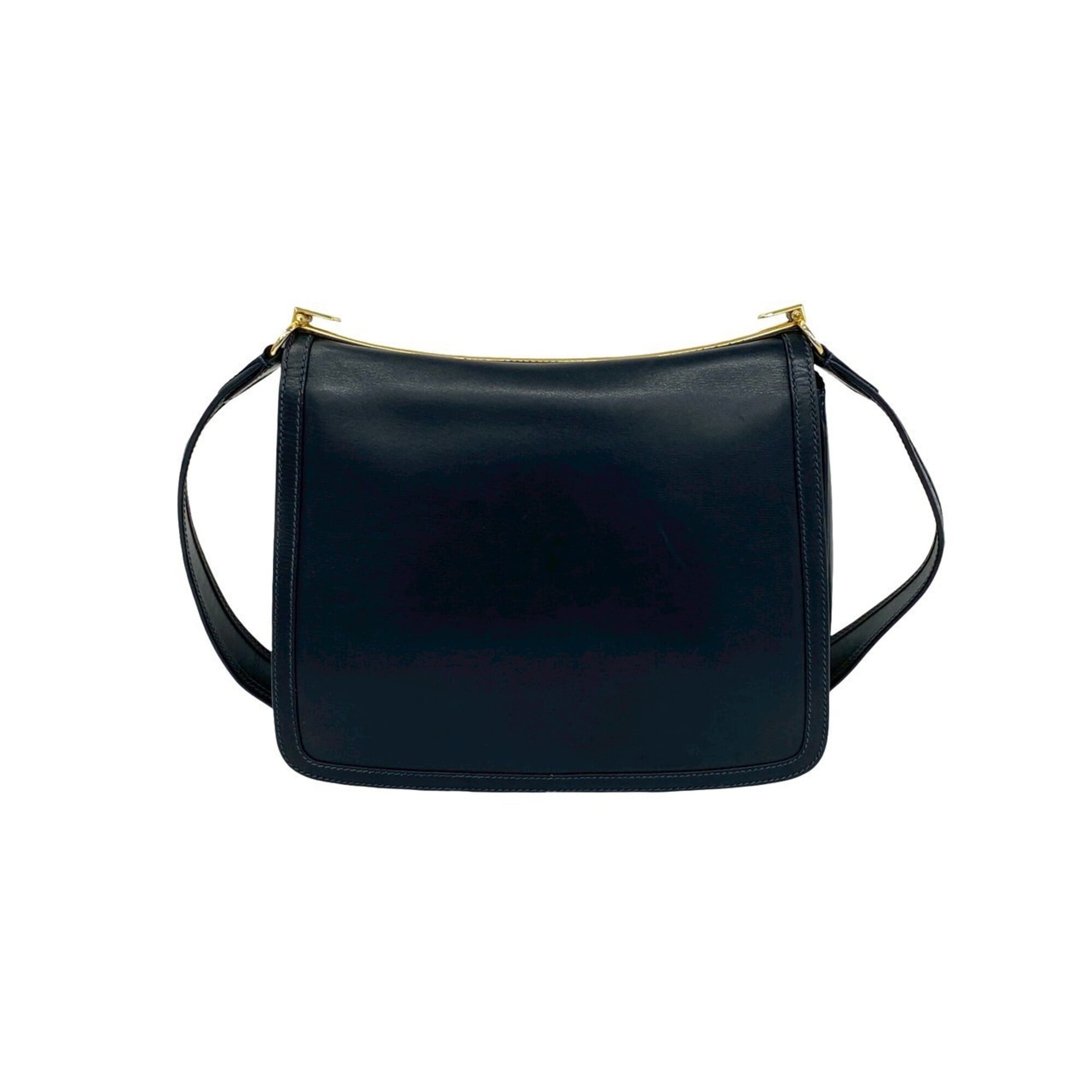 Gucci Navy Red Color Leather Pochette Shoulder Bag (Pre-Owned)