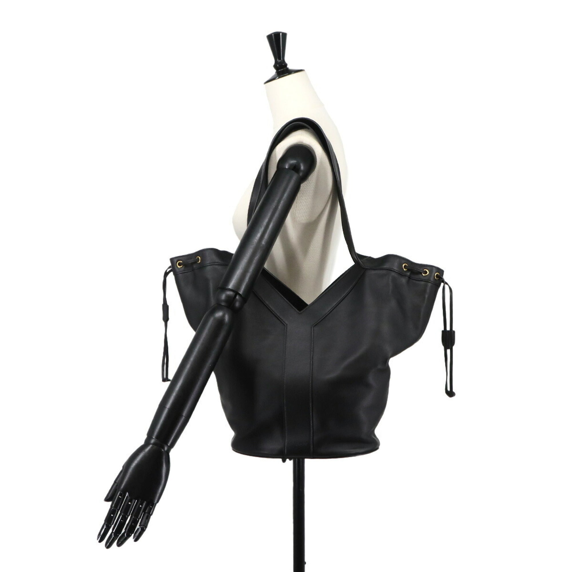 Saint Laurent Black Leather Handbag Tote Bag (Pre-Owned)
