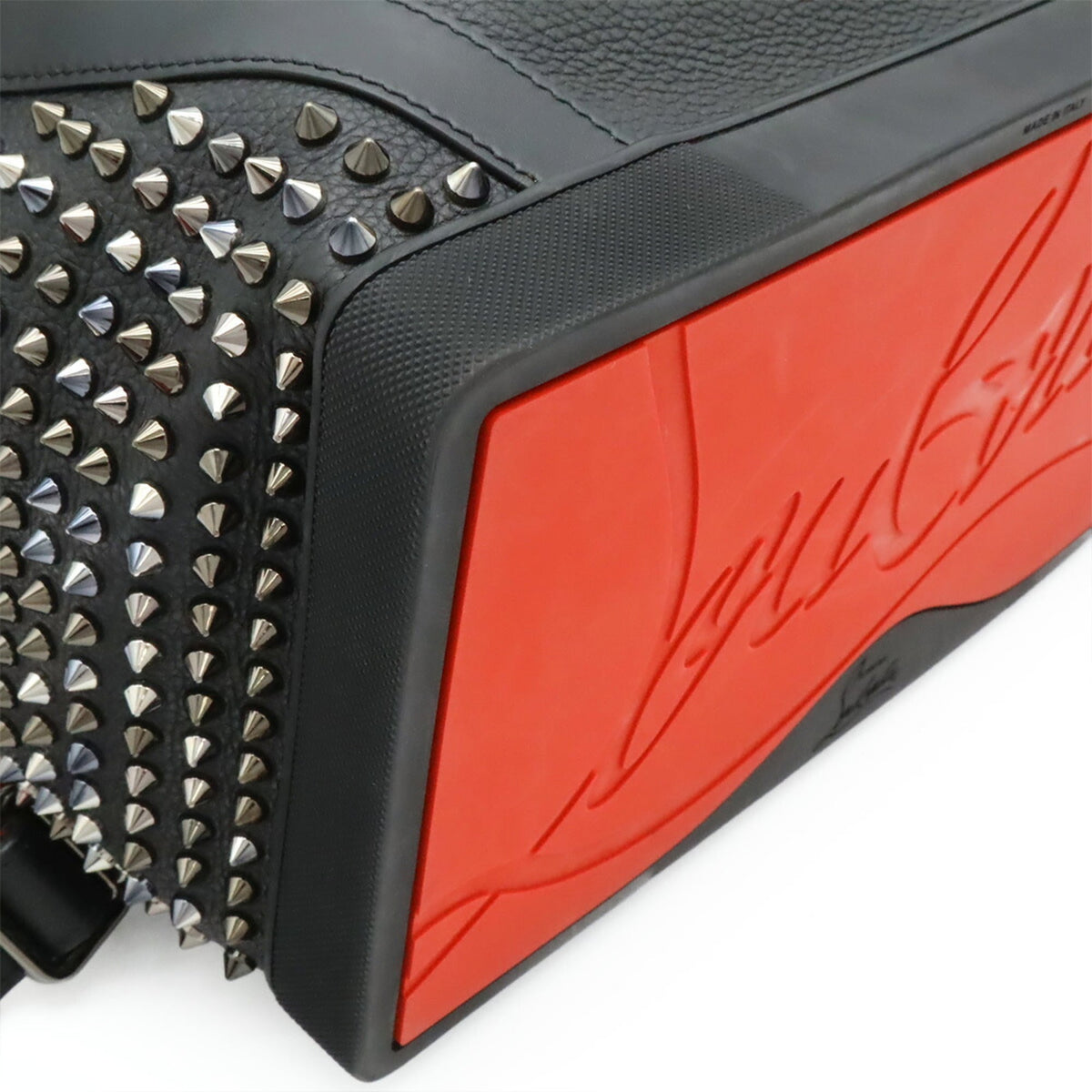 Christian Louboutin Black Red Color Leather Rubber Backpack (Pre-Owned)