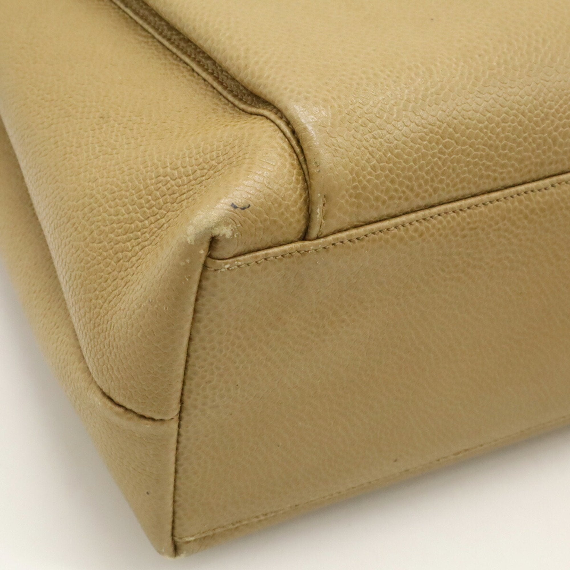 Chanel Beige Khaki Caviar Leather Shoulder Bag Tote Bag (Pre-Owned)