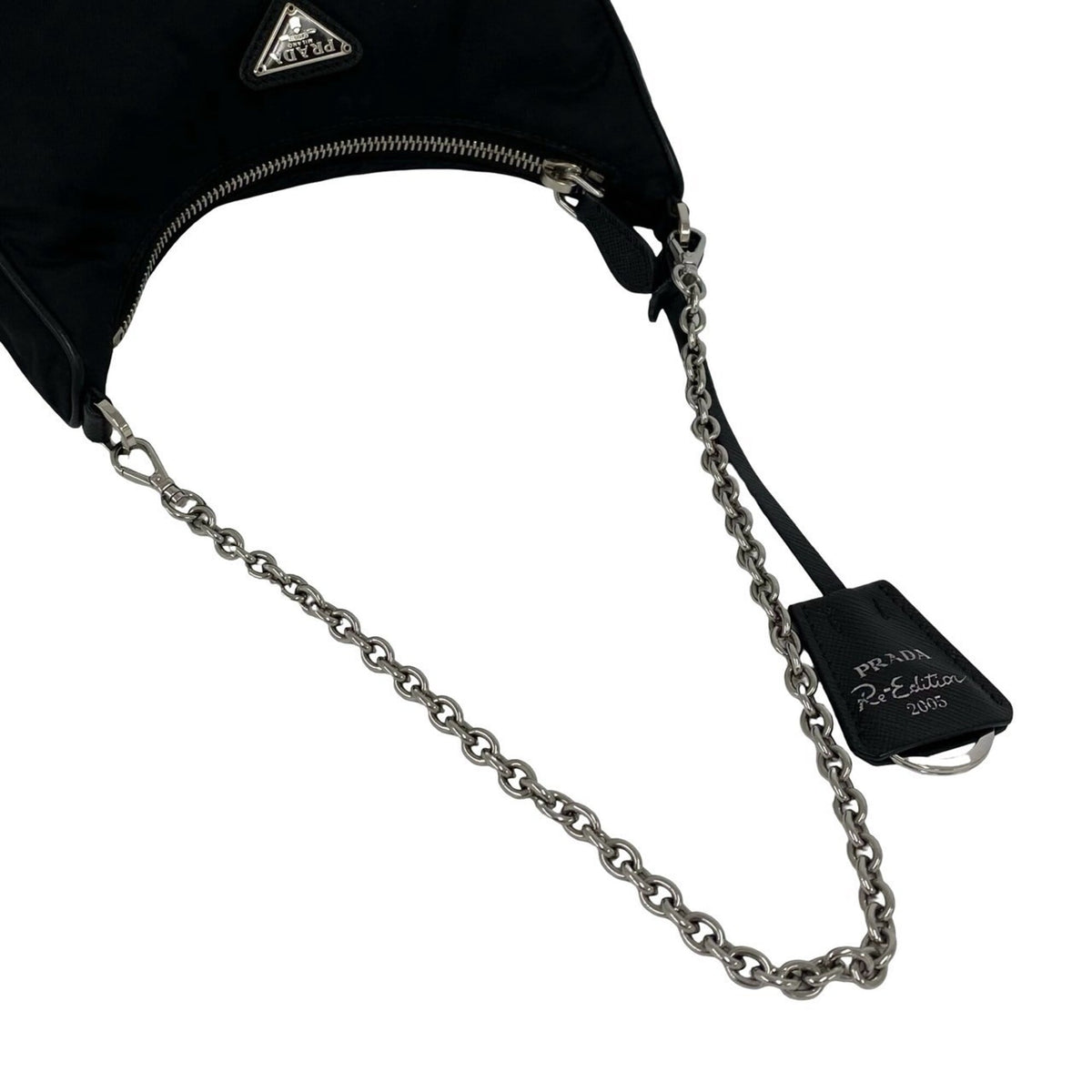 Prada Black Nylon Leather Pouch Shoulder Bag (Pre-Owned)