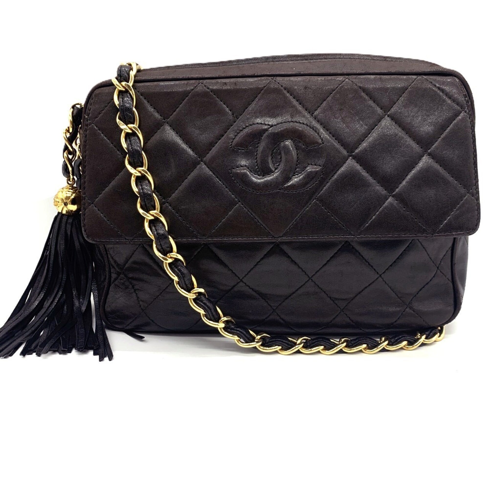 Chanel Dark Brown Leather Shoulder Bag (Pre-Owned)