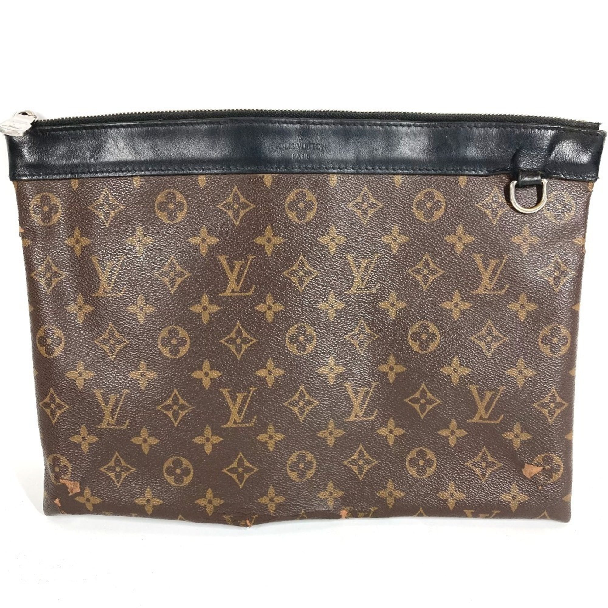 Louis Vuitton Black Brown Monogram Canvas Clutch Bag Handbag Pochette Pouch (Pre-Owned)