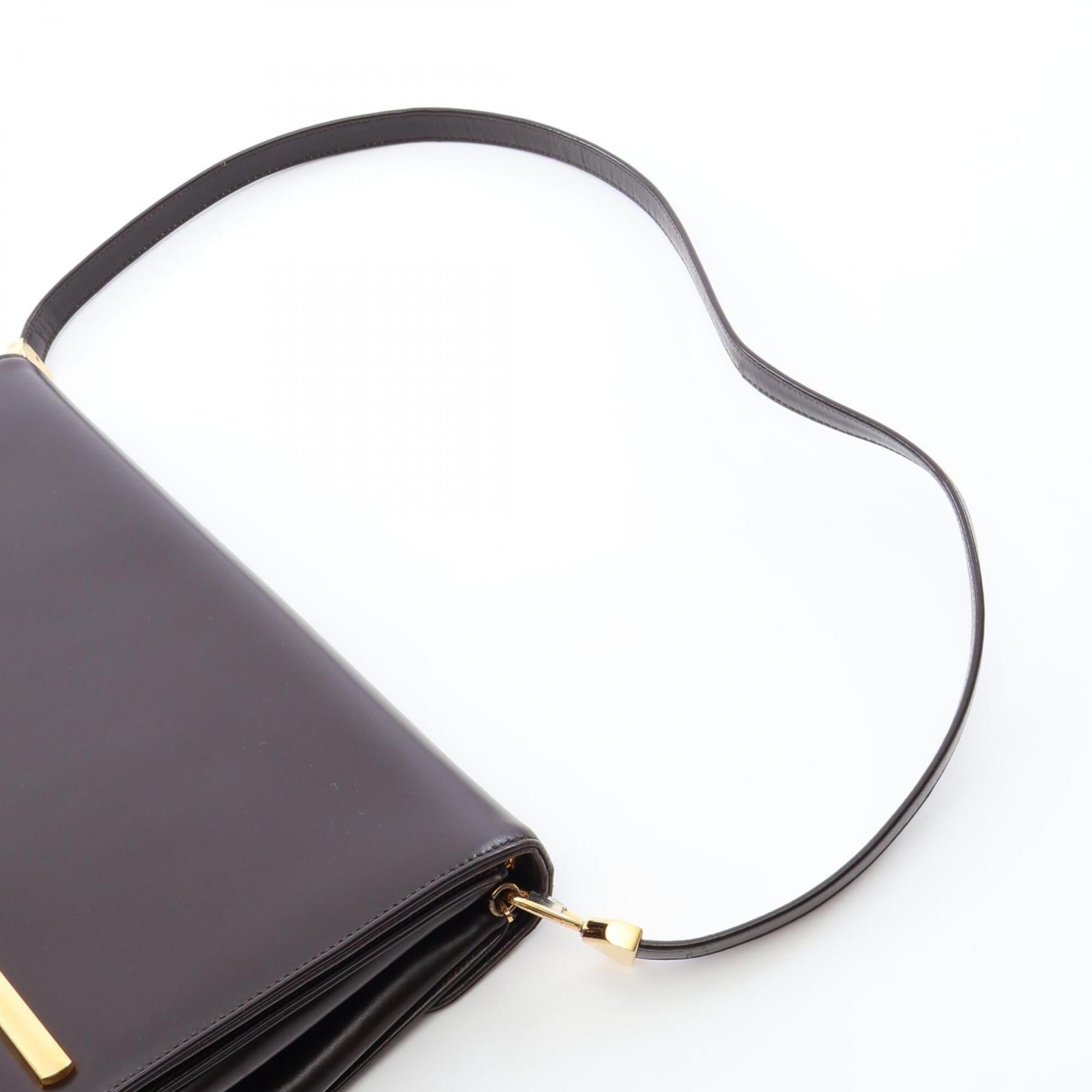 Christian Dior Brown Leather Handbag Pouch Shoulder Bag (Pre-Owned)