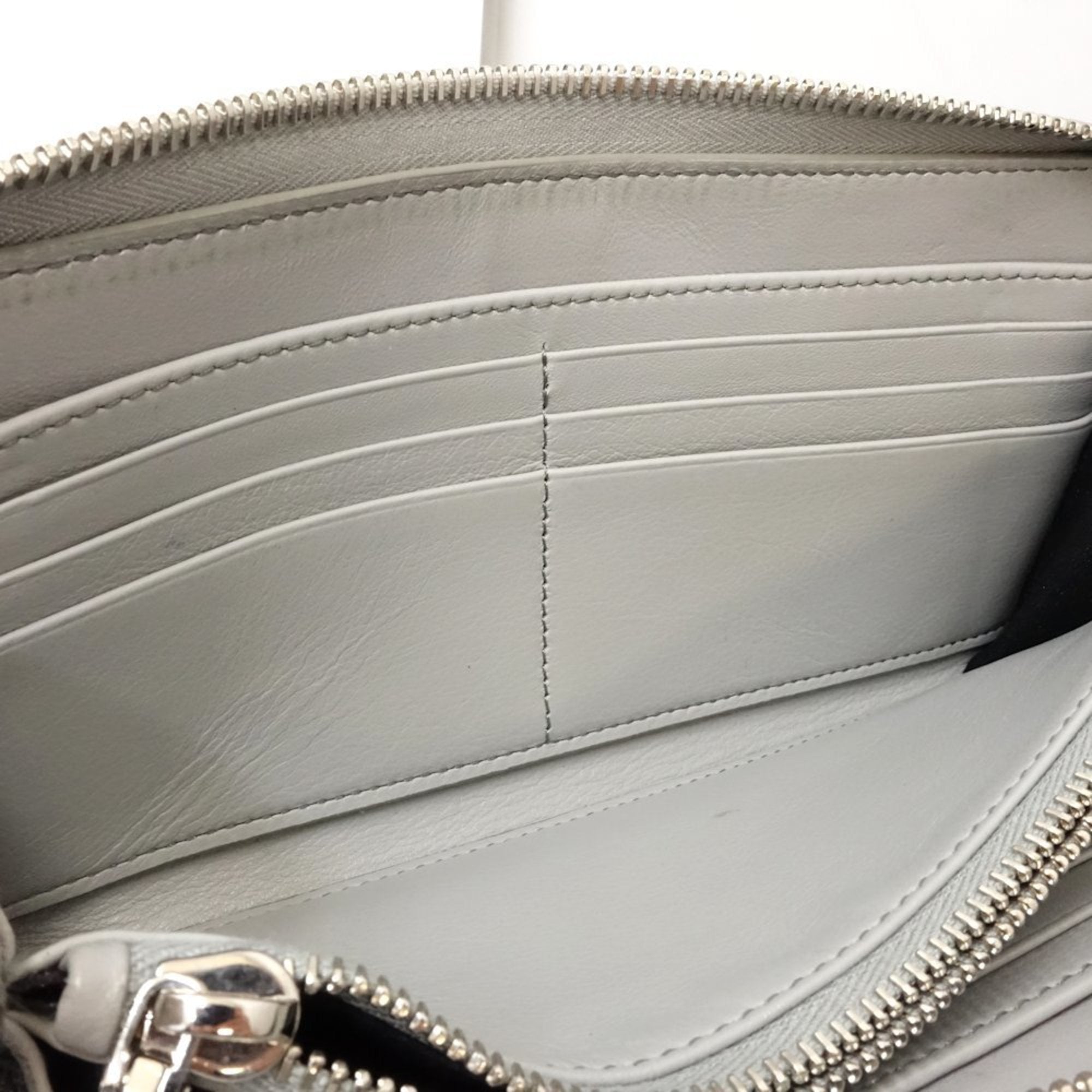 Christian Dior Gray Leather Long Wallet (Bi-Fold) (Pre-Owned)