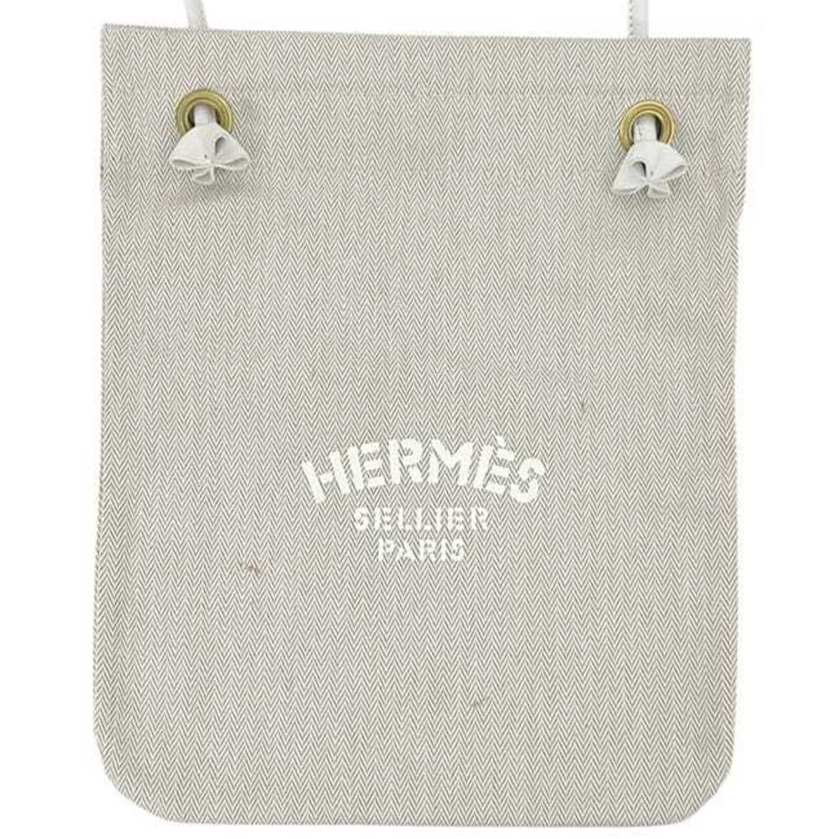Hermes Beige Natural White Cotton 100% Shoulder Bag Tote Bag (Pre-Owned)