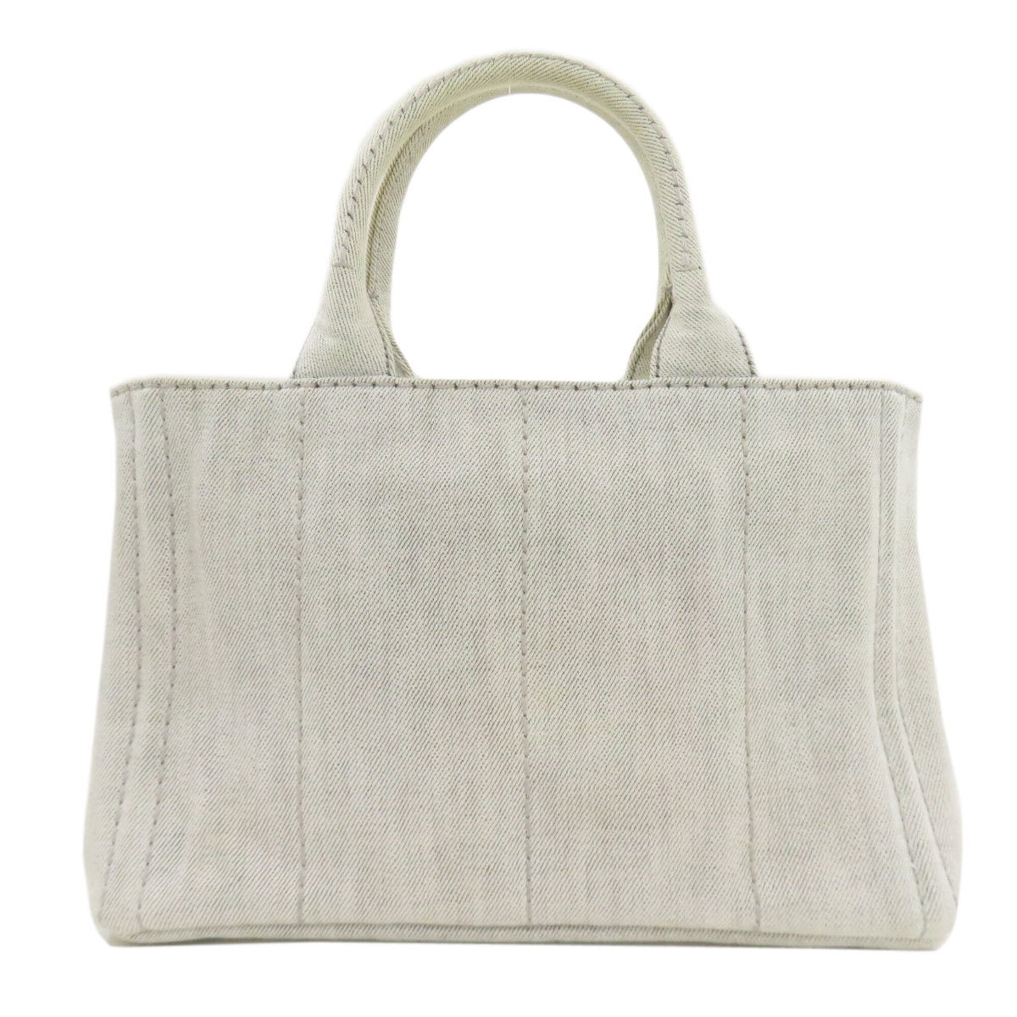 Prada Canapa Gray Denim Handbag (Pre-Owned)