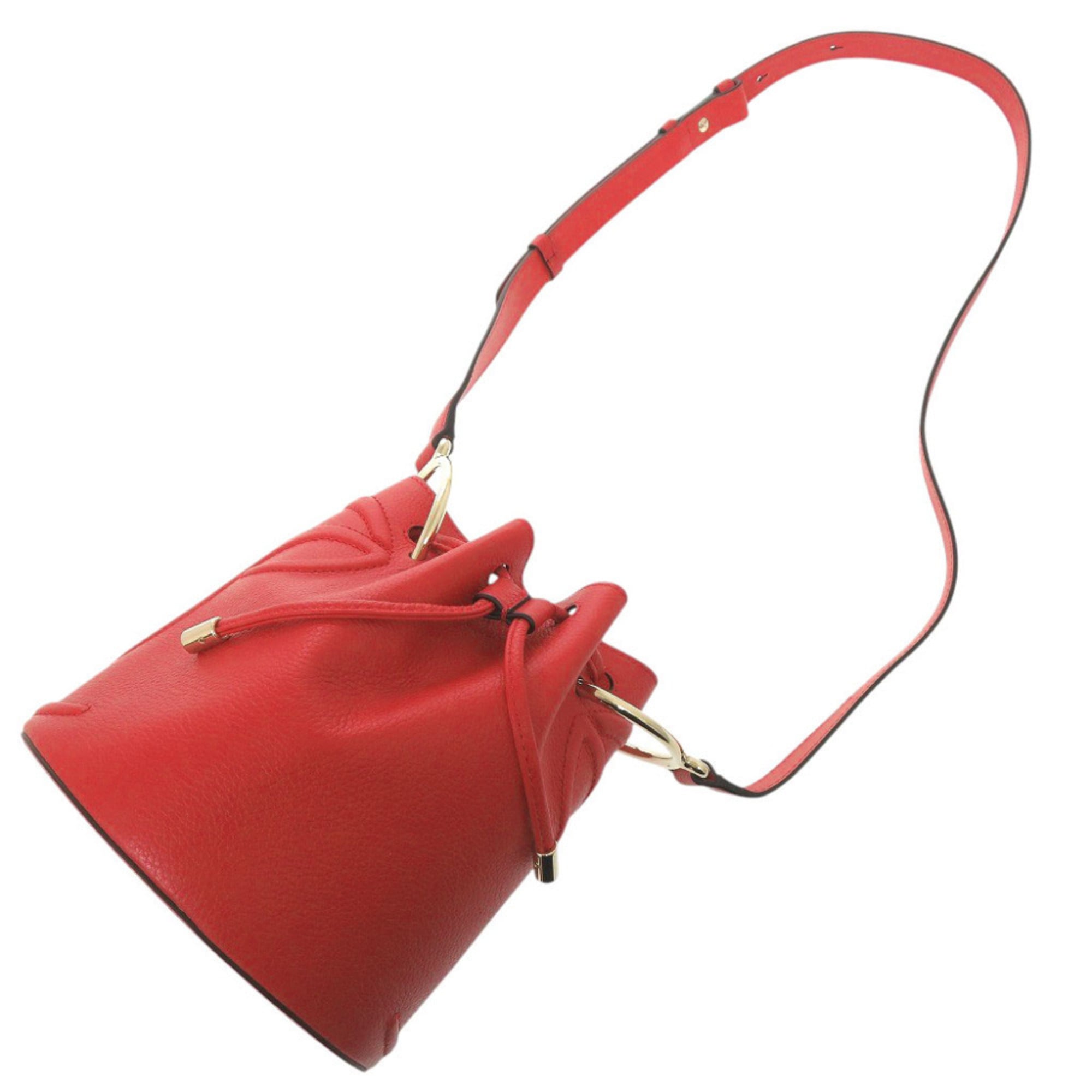 Christian Louboutin Red Color Leather Shoulder Bag (Pre-Owned)
